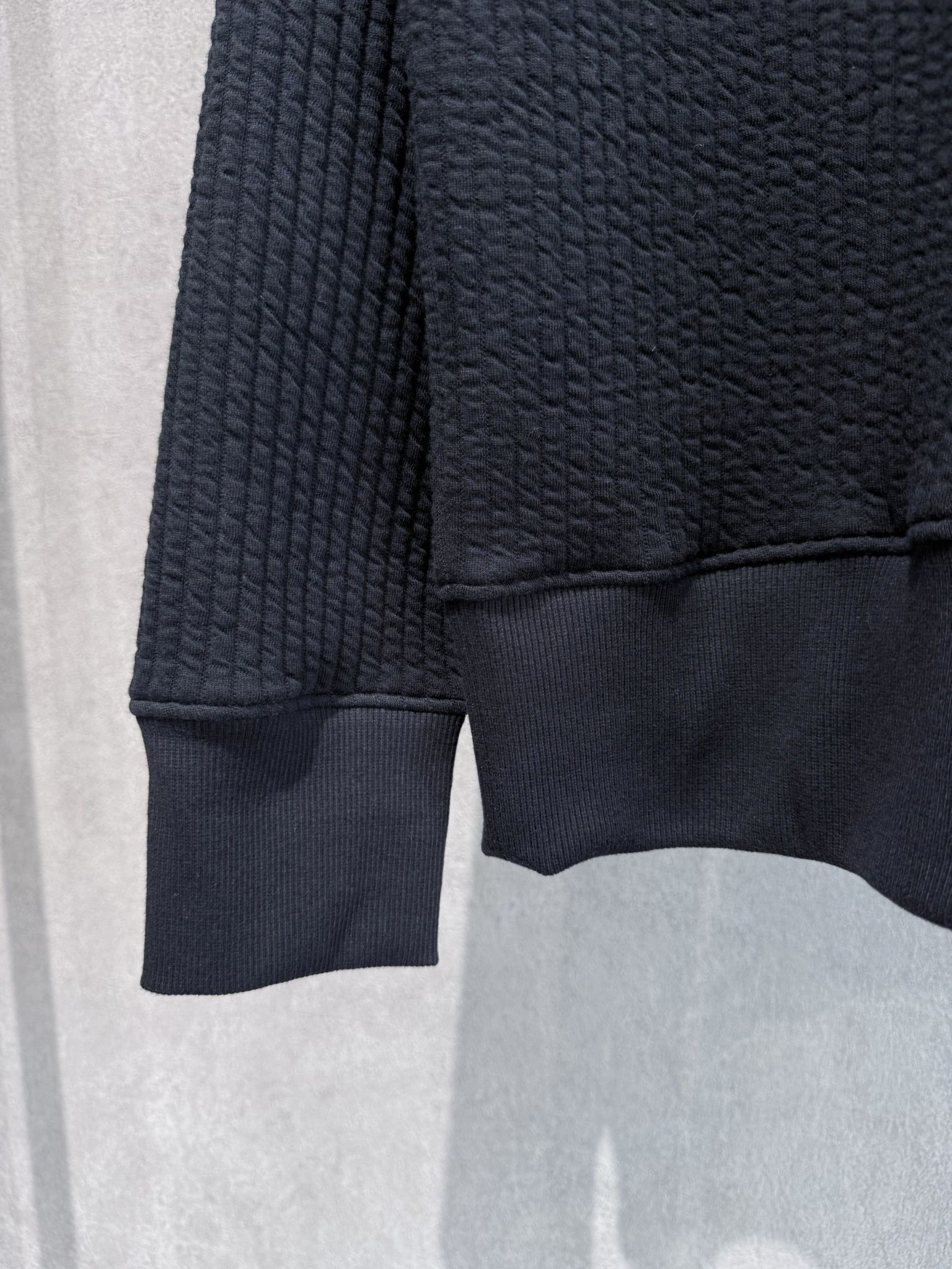 STRIPE QUILTING DROP TRAINER / RC37-C-003 / ストライプキルティングトレーナー / ブラック