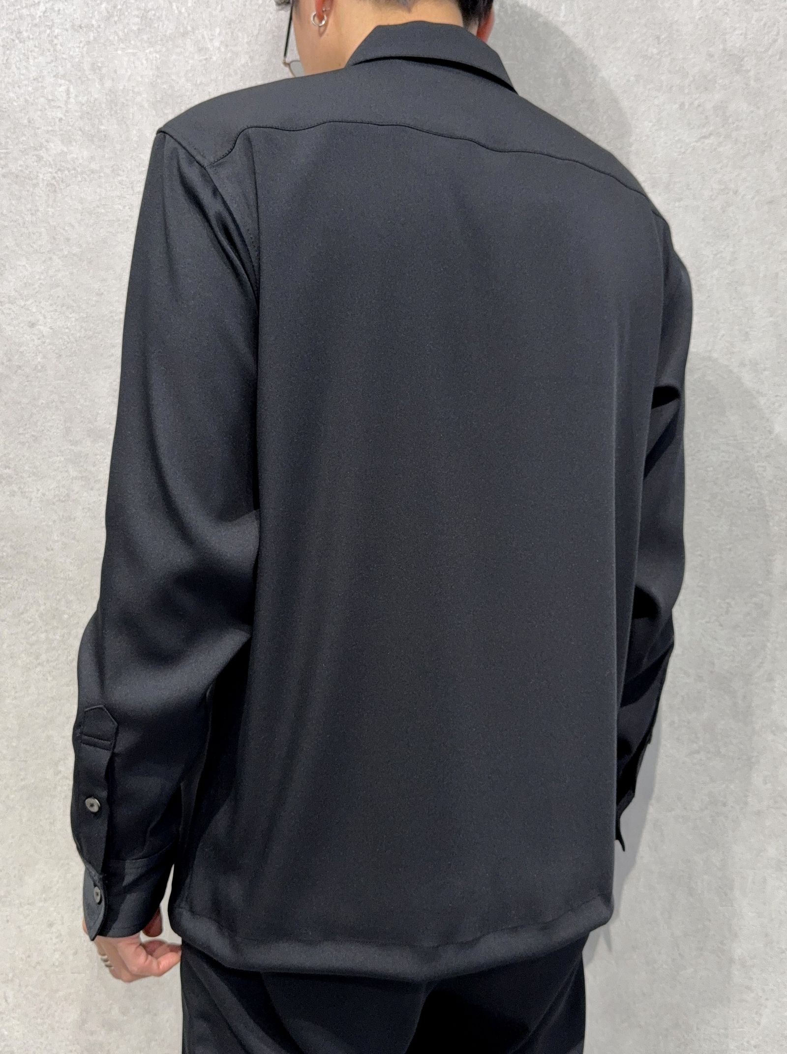 PULLOVER SATIN SHIRT / RC39-SH-002 / ハーフジップサテンシャツ / ブラック