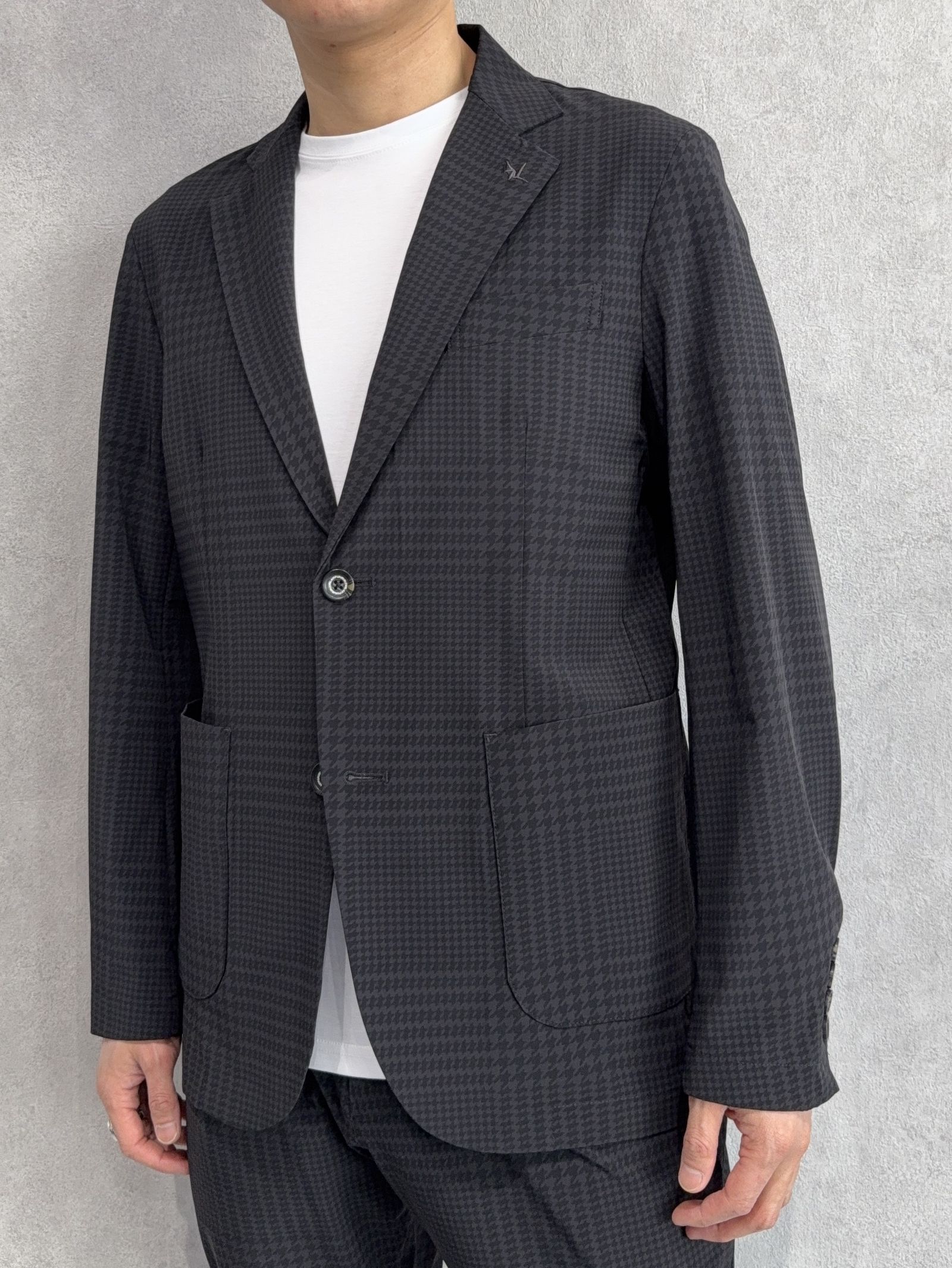 ストレッチナイロンセットアップ / uso-26062,usb-26062 / チャコール×ブラック(グレンチェック)