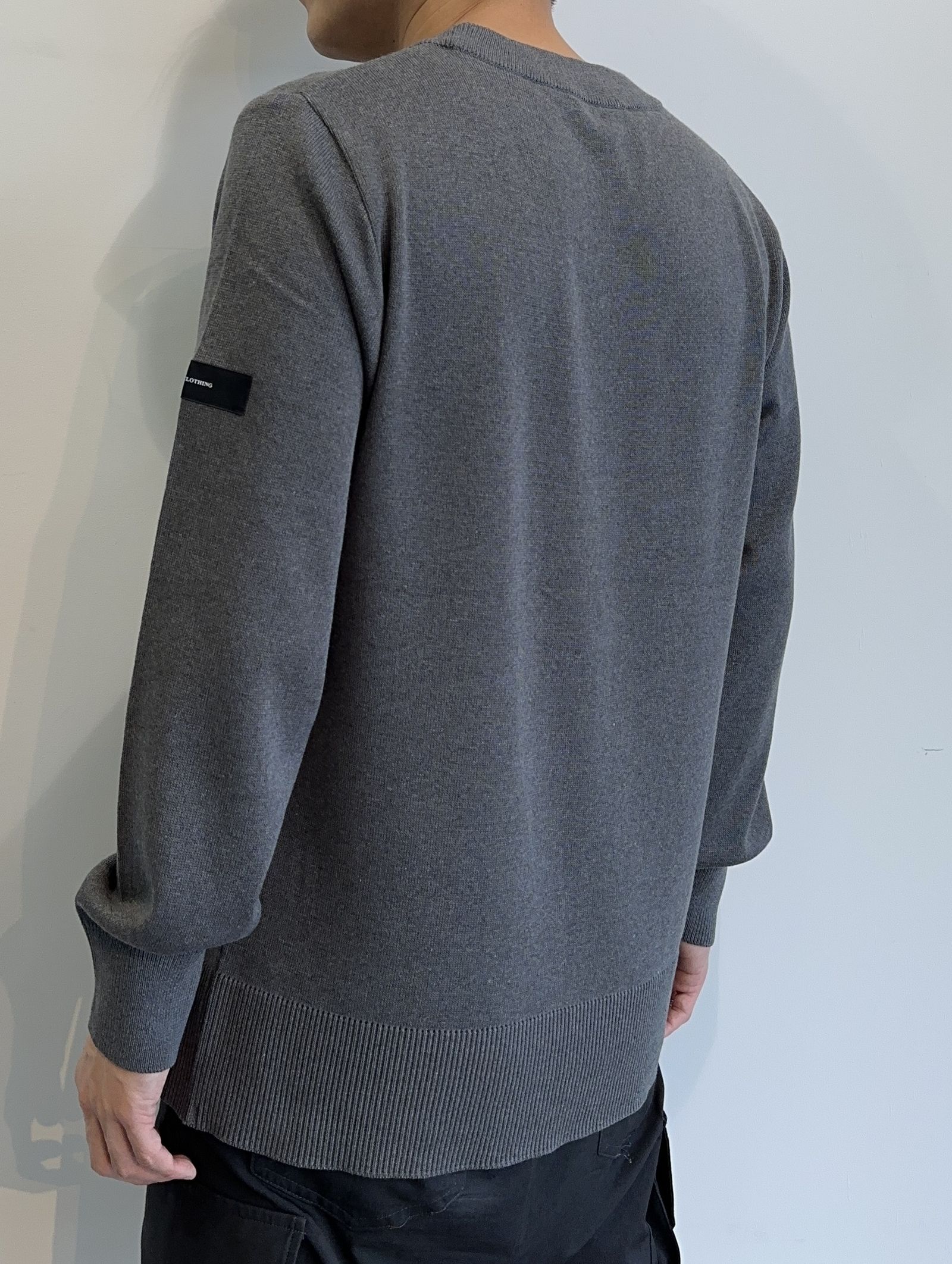 SILK KNT LONG SLEEVE / RC29-K-001 / 無地コットンニット / チャコール