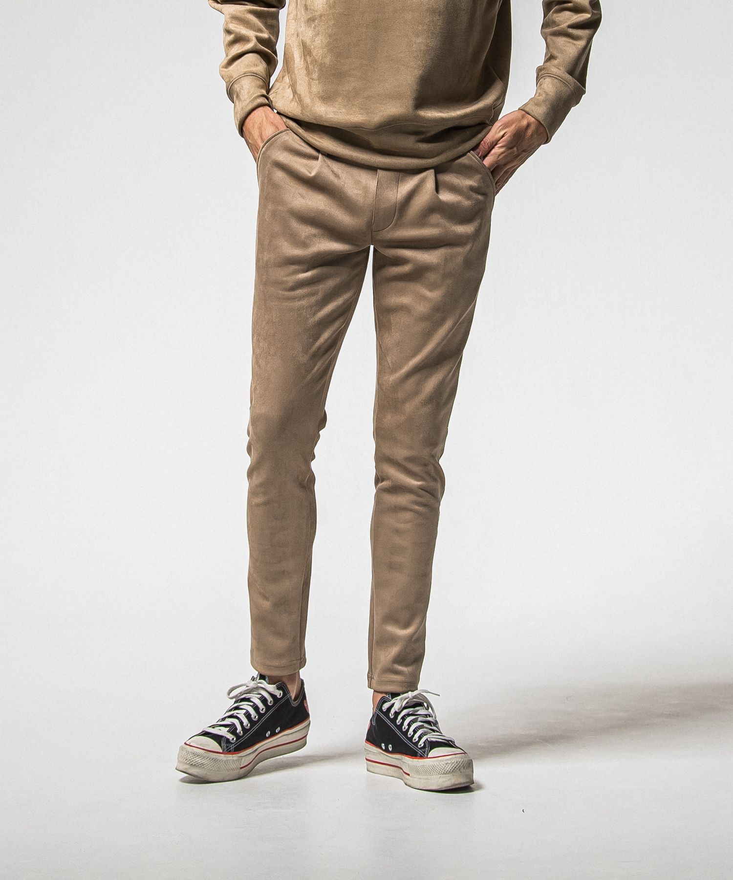 CHRIS EASY SUEDE TUCK  PANTS / RC38-ST-016T / スエードイージータックパンツ / ブラウン (1月上旬入荷予定)