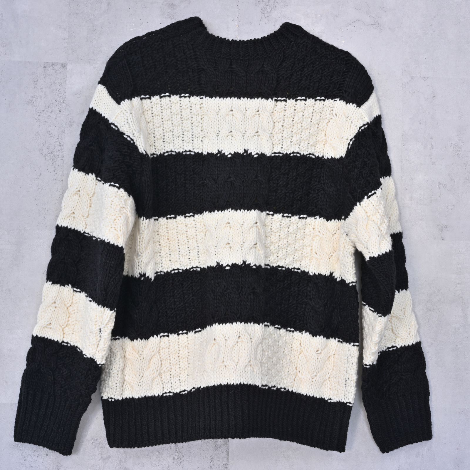 CABLE LAW SWEATER / RC42-K-002 / ケーブルニット / ブラック×ホワイト (10月下旬入荷予定)
