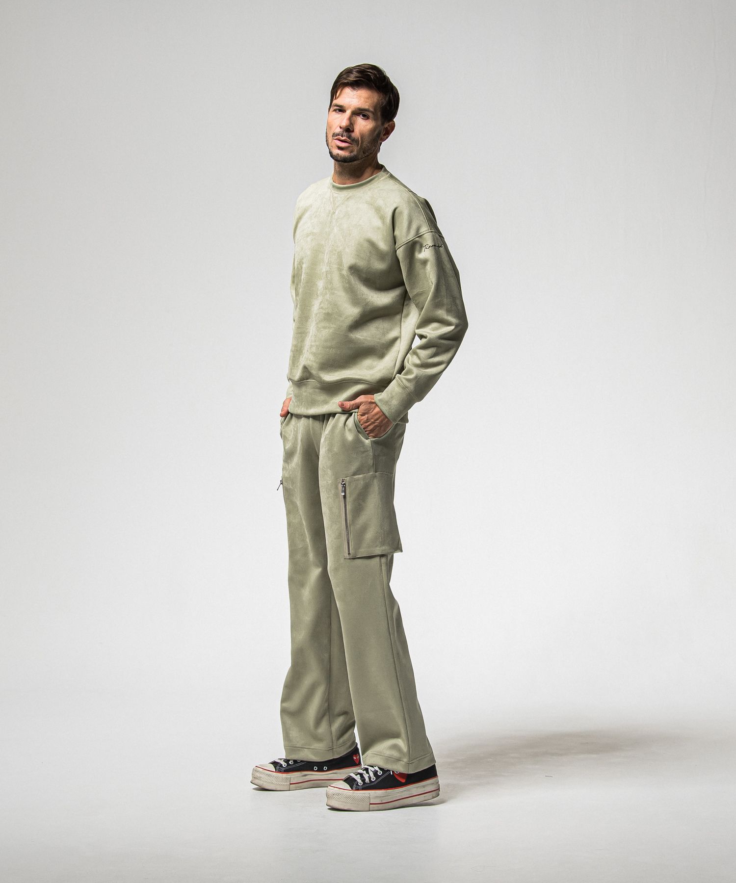 DAVID CARGO PANTS / RC38-ST-040 / スエードワイドカーゴパンツ / カーキ (1月上旬入荷予定)