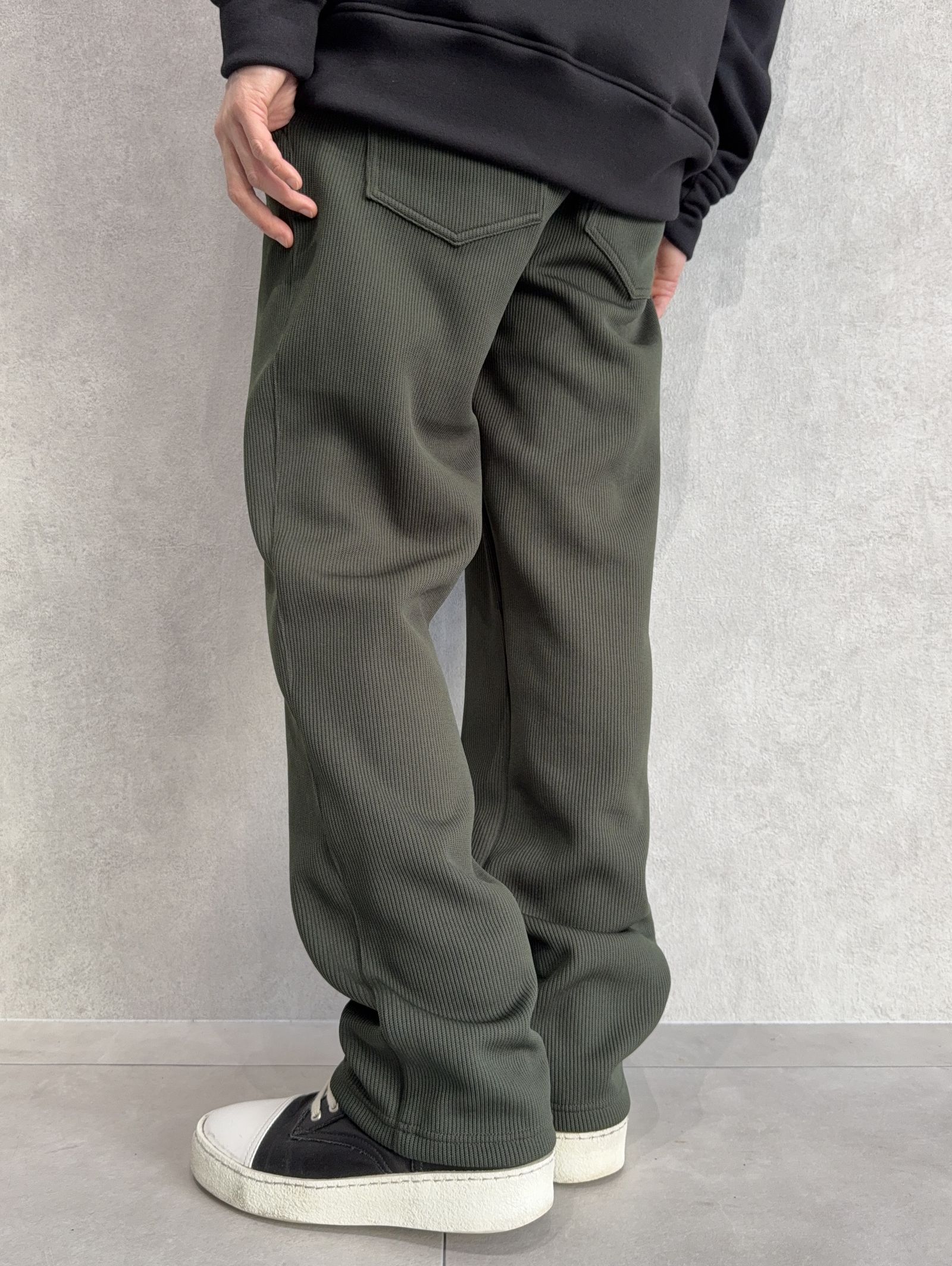 AZE WIDE TUCK PANTS / RC39-ST-016WT2 / 高機能畦編みニットワイドタックパンツ / カーキ