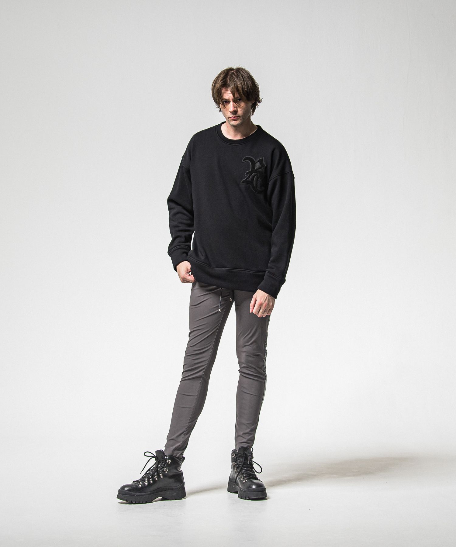 RC CHENILLE VELOURS FLEECE DROP TRAINER / RC38-C-004 / 裏起毛刺繍ワッペントレーナー / ブラック (11月上旬入荷予定)