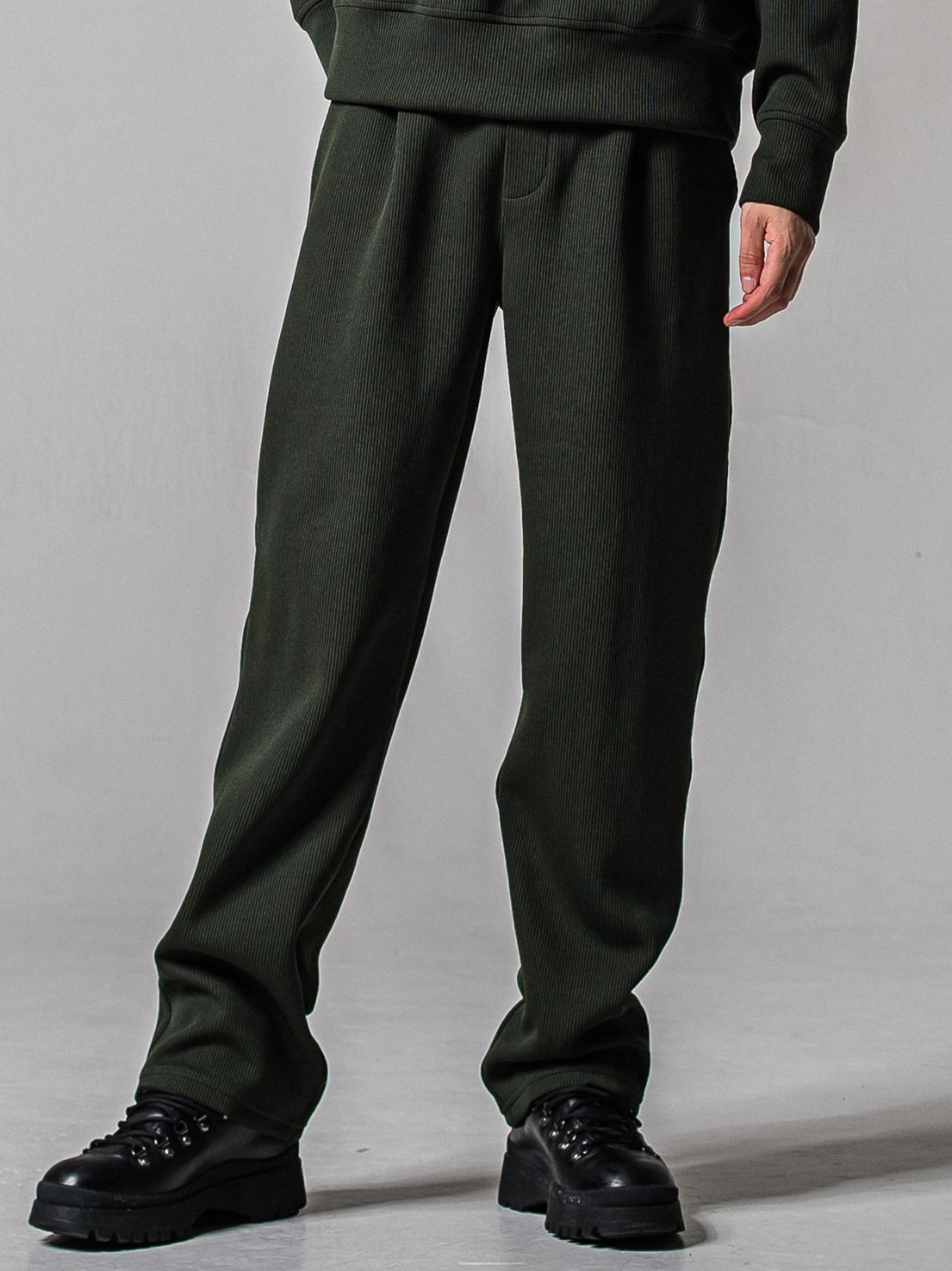 AZE WIDE TUCK PANTS / RC39-ST-016WT2 / 高機能畦編みニットワイドタックパンツ / カーキ (1月中旬入荷予定)