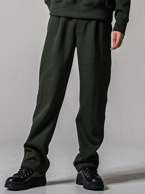 AZE WIDE TUCK PANTS / RC39-ST-016WT2 / 高機能畦編みニットワイドタックパンツ / カーキ (1月中旬入荷予定)