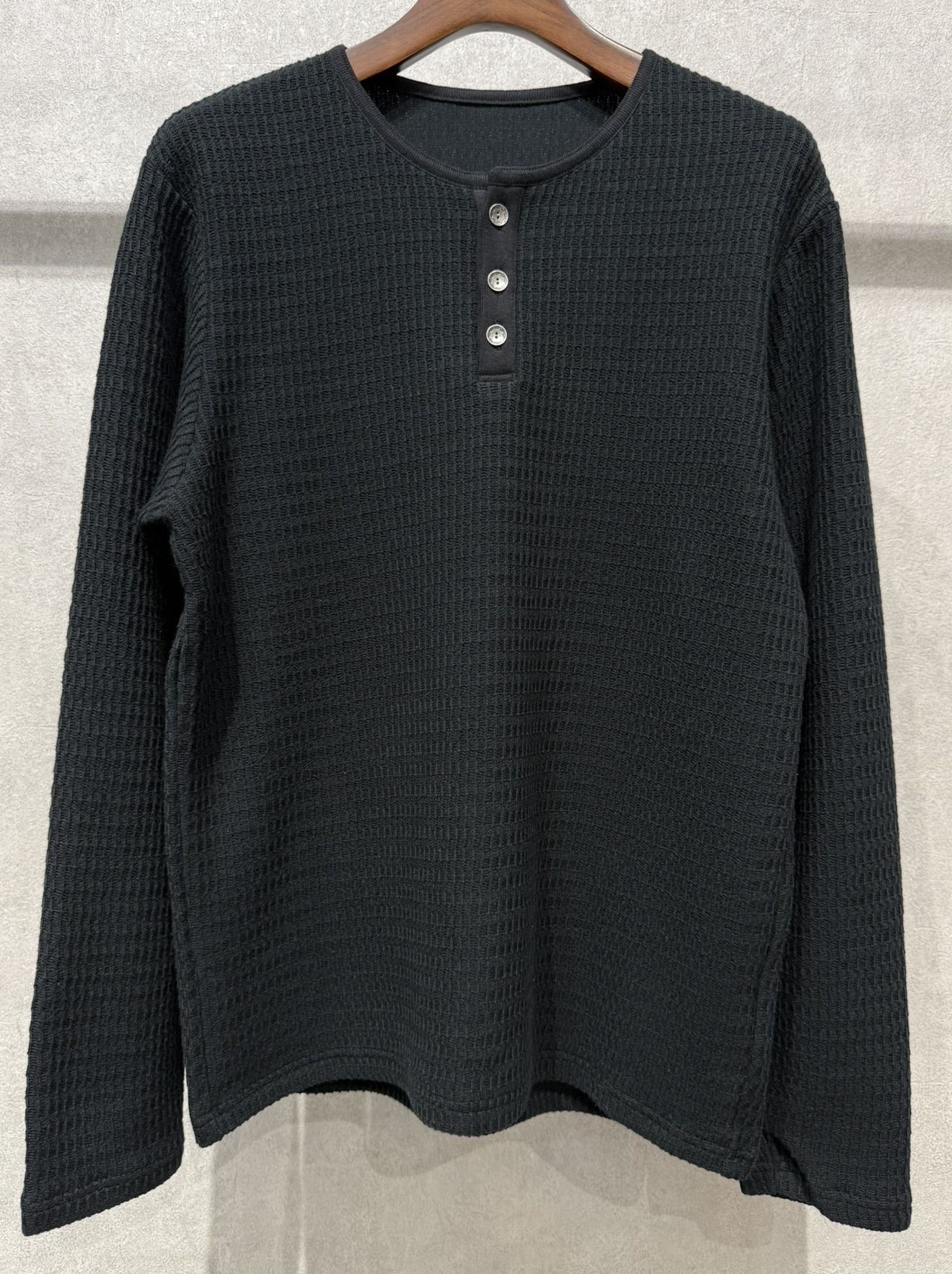 KNT HENRY / RC41-C-001 / コットンニットヘンリーネックロングTシャツ / ブラック