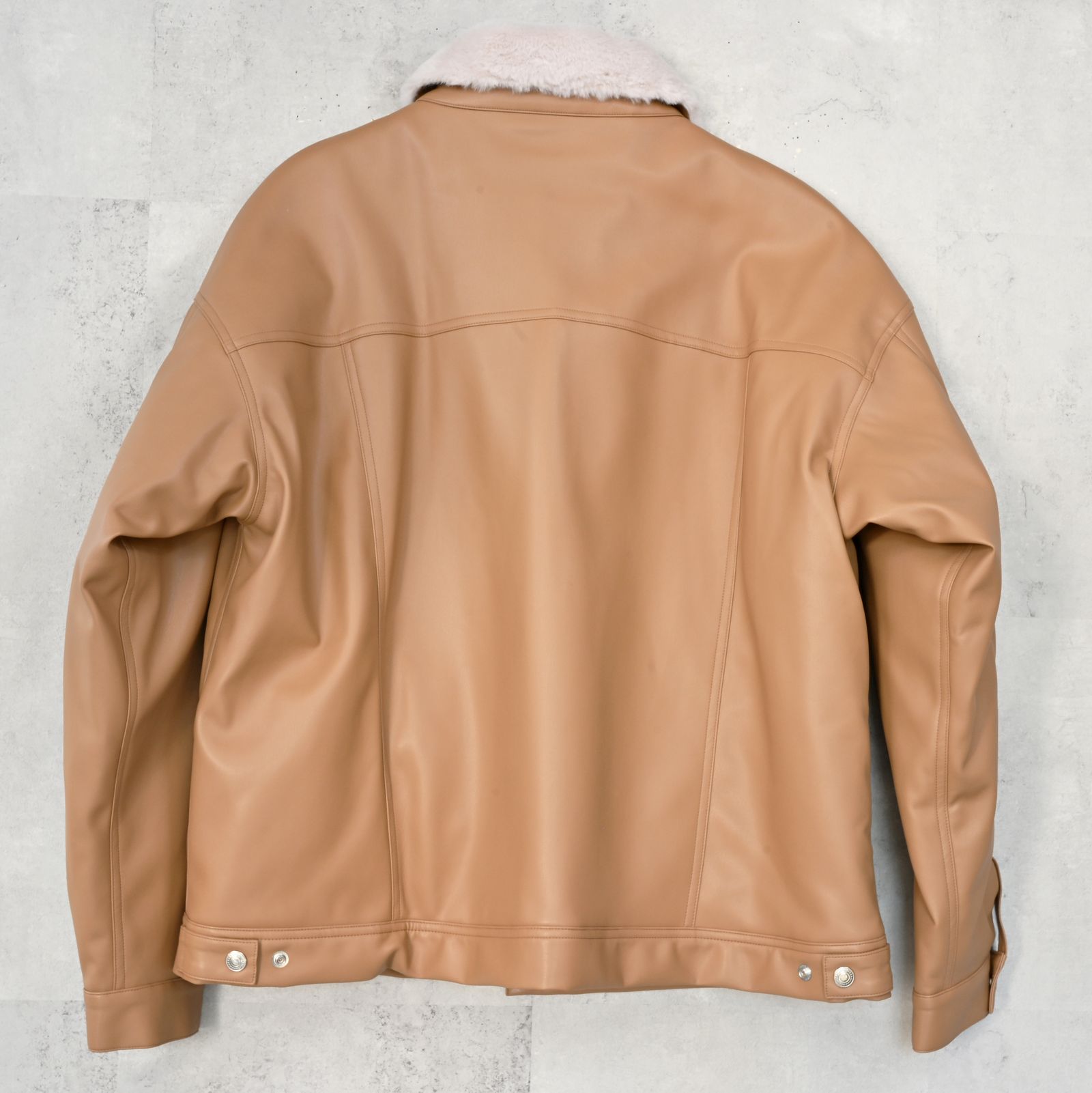 LEATHER FUR OVER G / RC42-JK-001 / エコレザーファーGジャン / ベージュ (11月中旬入荷予定)