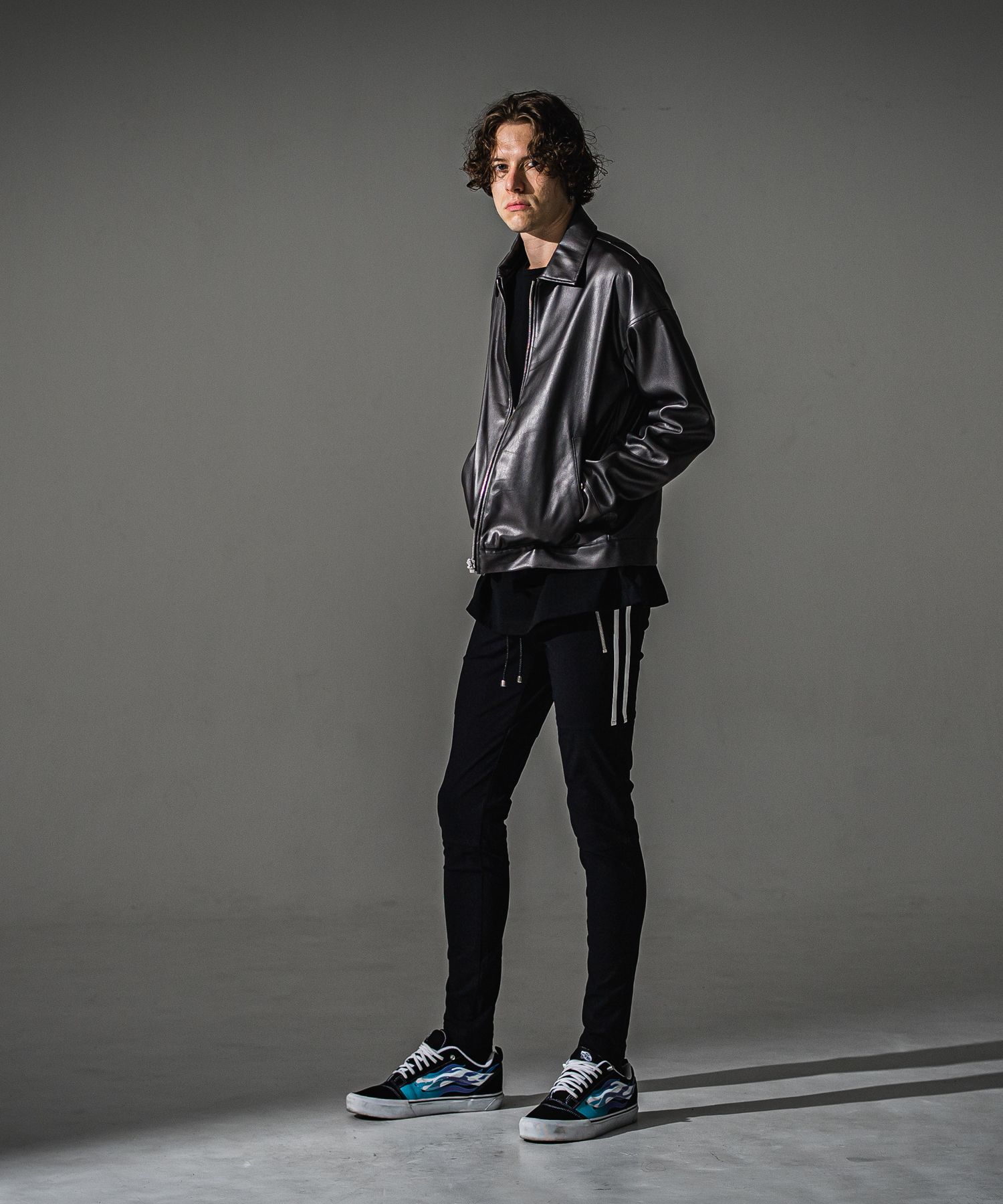 JOHNSON LINE NYLON PT / BASIC-ST-009 / ジョンソンラインナイロンパンツ / ブラック×ホワイト (7月下旬入荷予定)