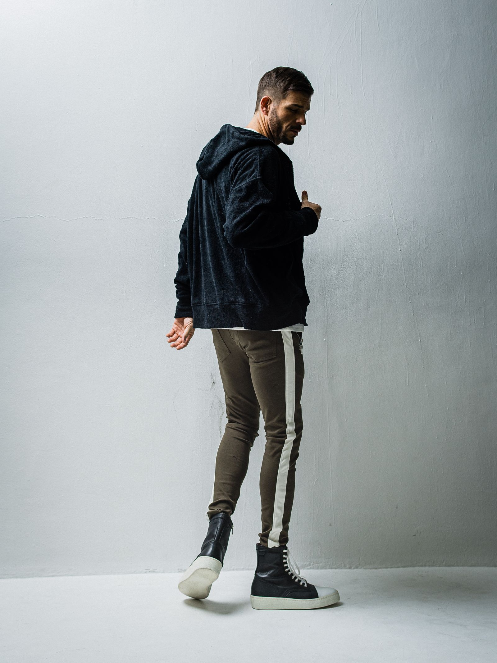 WEST PILE ZIP LOOSE HOODIE / RC27-C-008 / パイルジップパーカー / ブラック