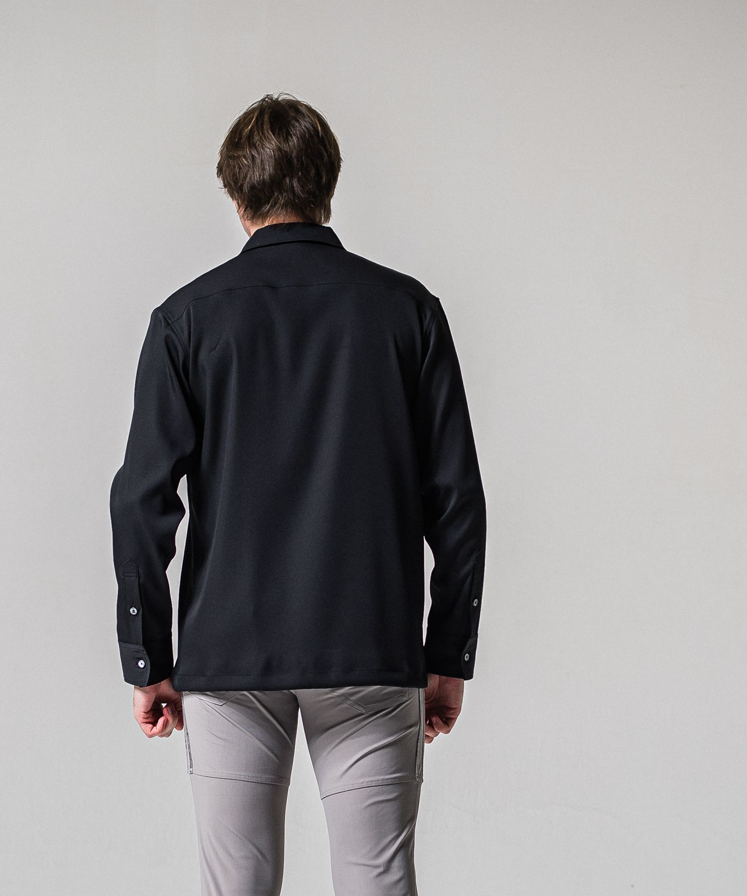 PULLOVER SATIN SHIRT / RC39-SH-002 / ハーフジップサテンシャツ / ブラック (3月上旬入荷予定)