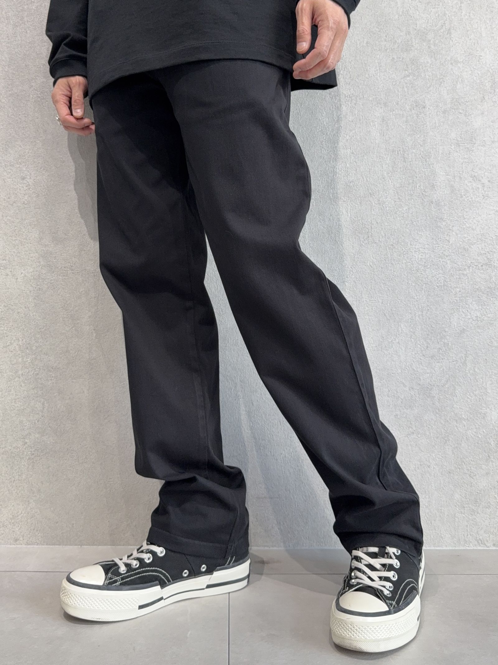 DENIM JERSEY WIDE PT / RC41-ST-016WTD / ライトオンスデニムジャージセミワイドパンツ / ブラック