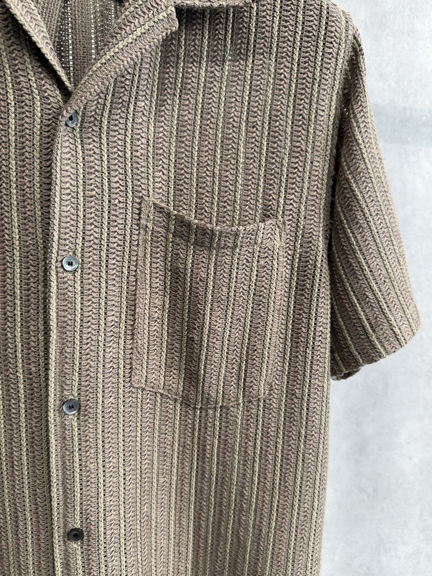 RUSSEL SHIRTS / DP1-SH-004 / ラッセル織り半袖シャツ / ブラウン