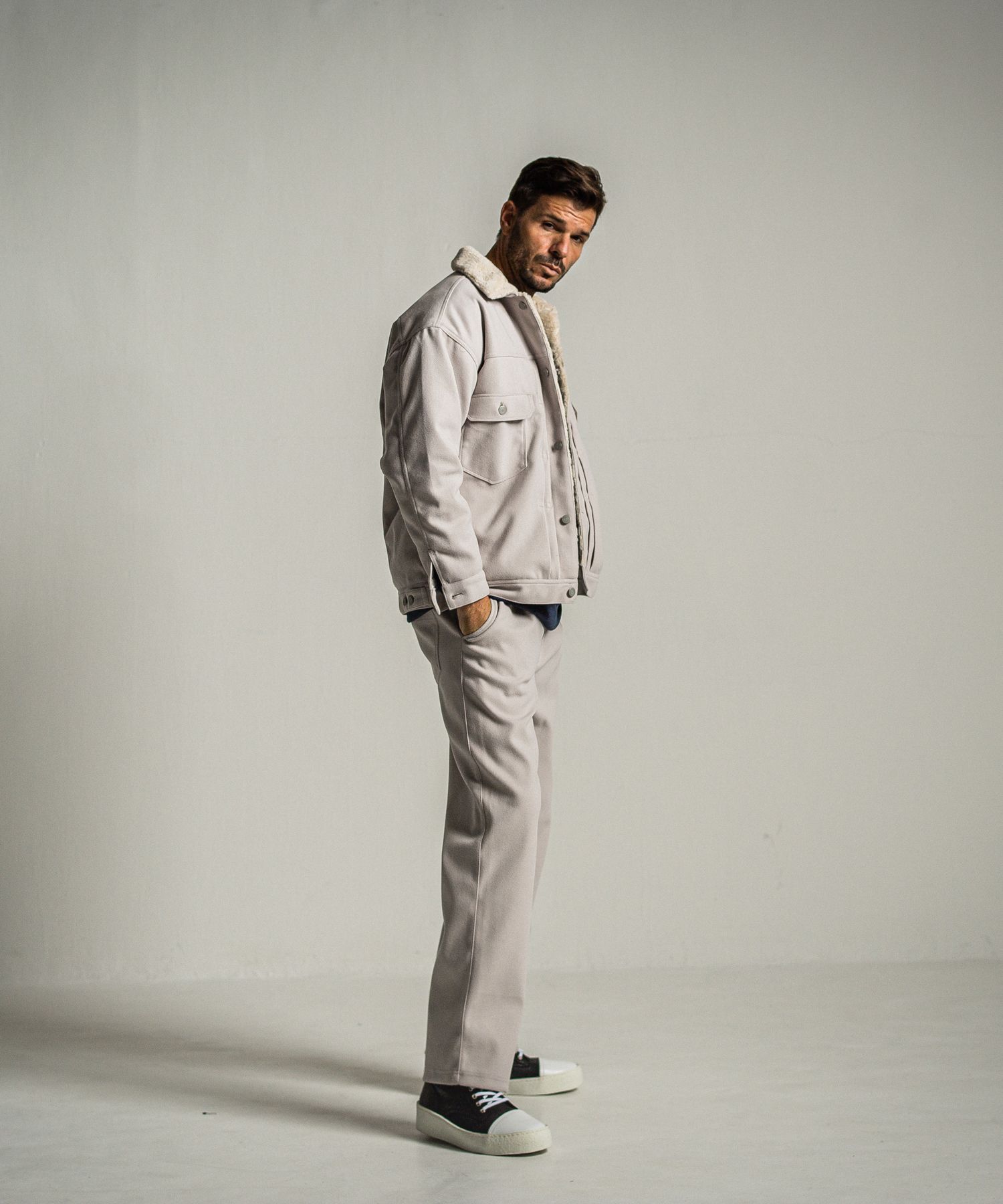 MELTON WIDE TUCK PANTS / RC34-ST-016WT / メルトンワイドタックパンツ / グレージュ