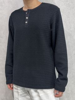 KNT HENRY / RC41-C-001 / コットンニットヘンリーネックロングTシャツ / ブラック