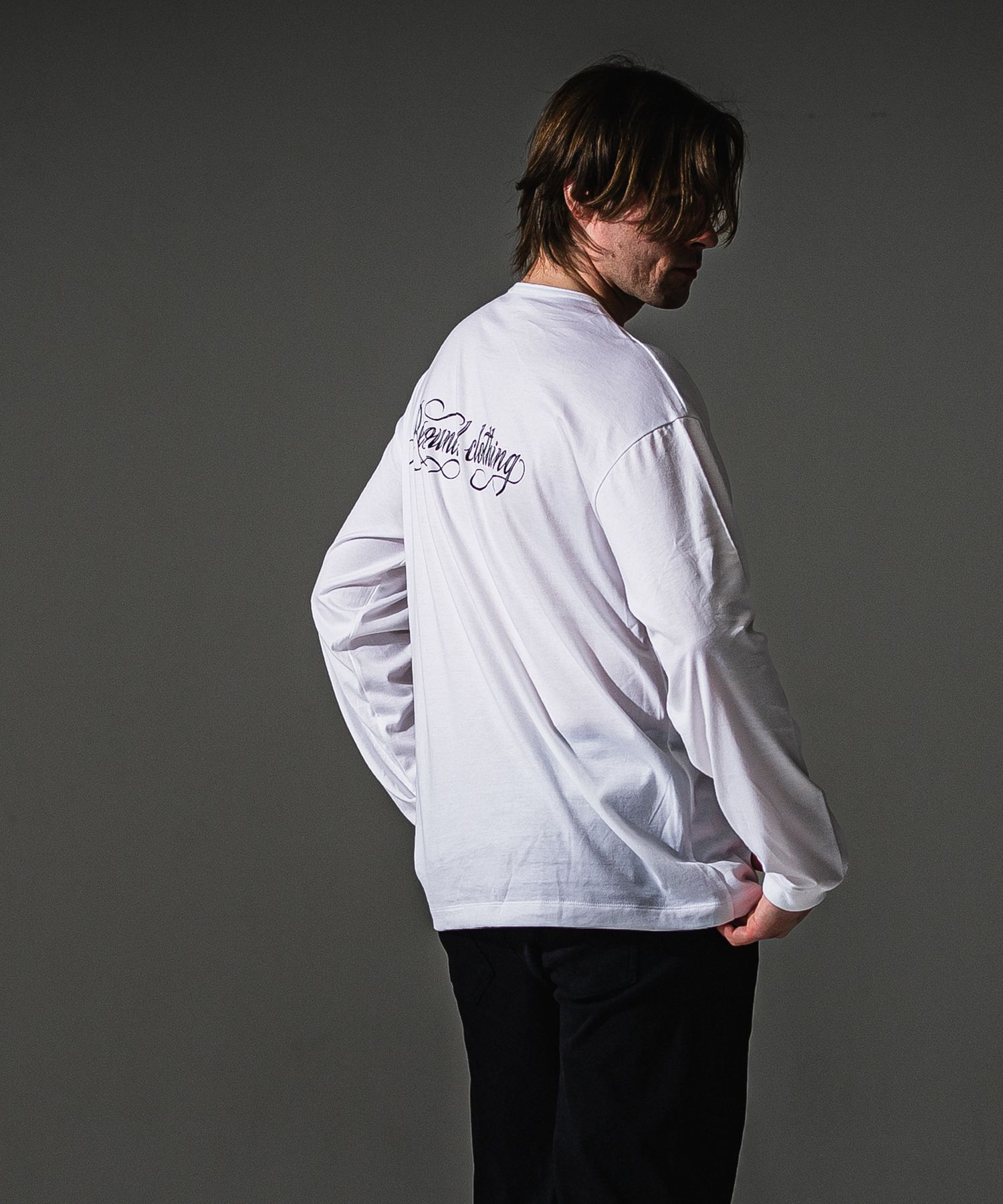 PIN ST RC OVER LONGSLEEVE TEE / RC41-T-003 / オーバーサイズ長袖バックロゴTシャツ / ホワイト (7月中旬入荷予定)