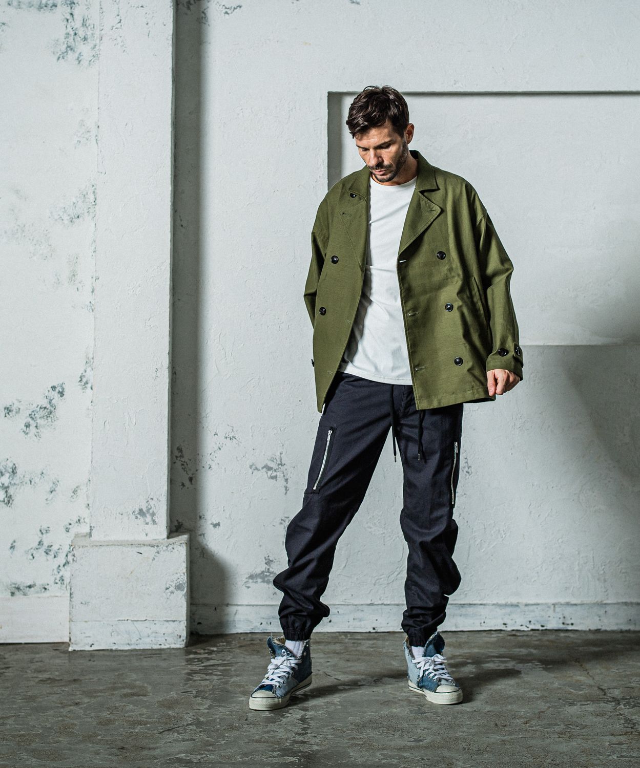 DAVID CARGO PANTS / RC35-ST-040 / ミリタリー裾ゴムカーゴパンツ / ブラック