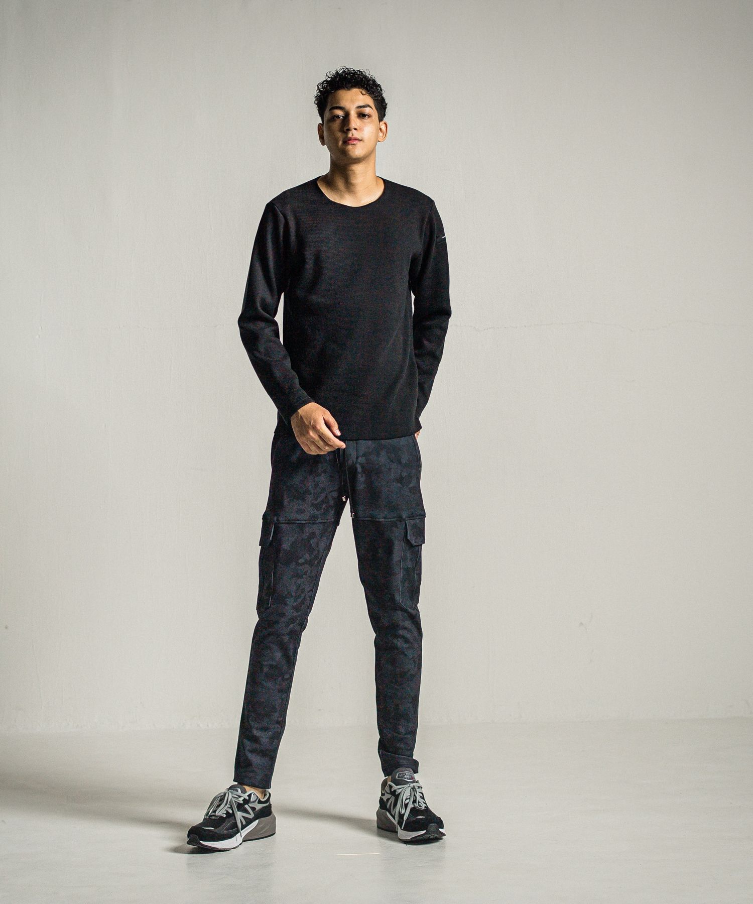 VELOURS FLEECE NEO THERMAL / RC34-C-001 / 裏起毛サーマルロングTシャツ / ブラック