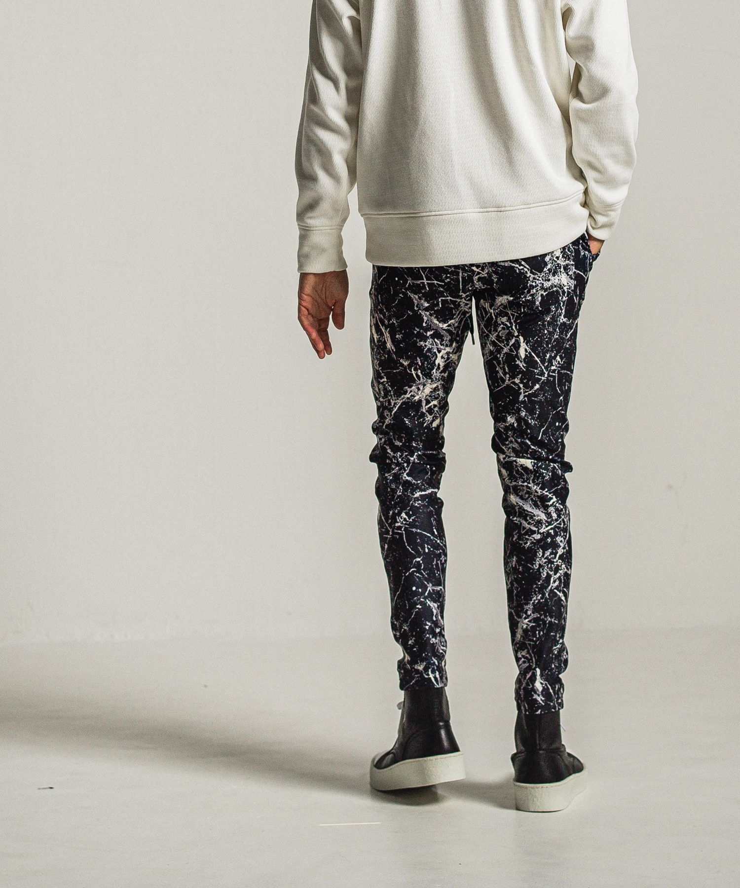 CHRIS EASY PANTS / RC34-ST-016 / ペイント柄イーシーパンツ / ブラック