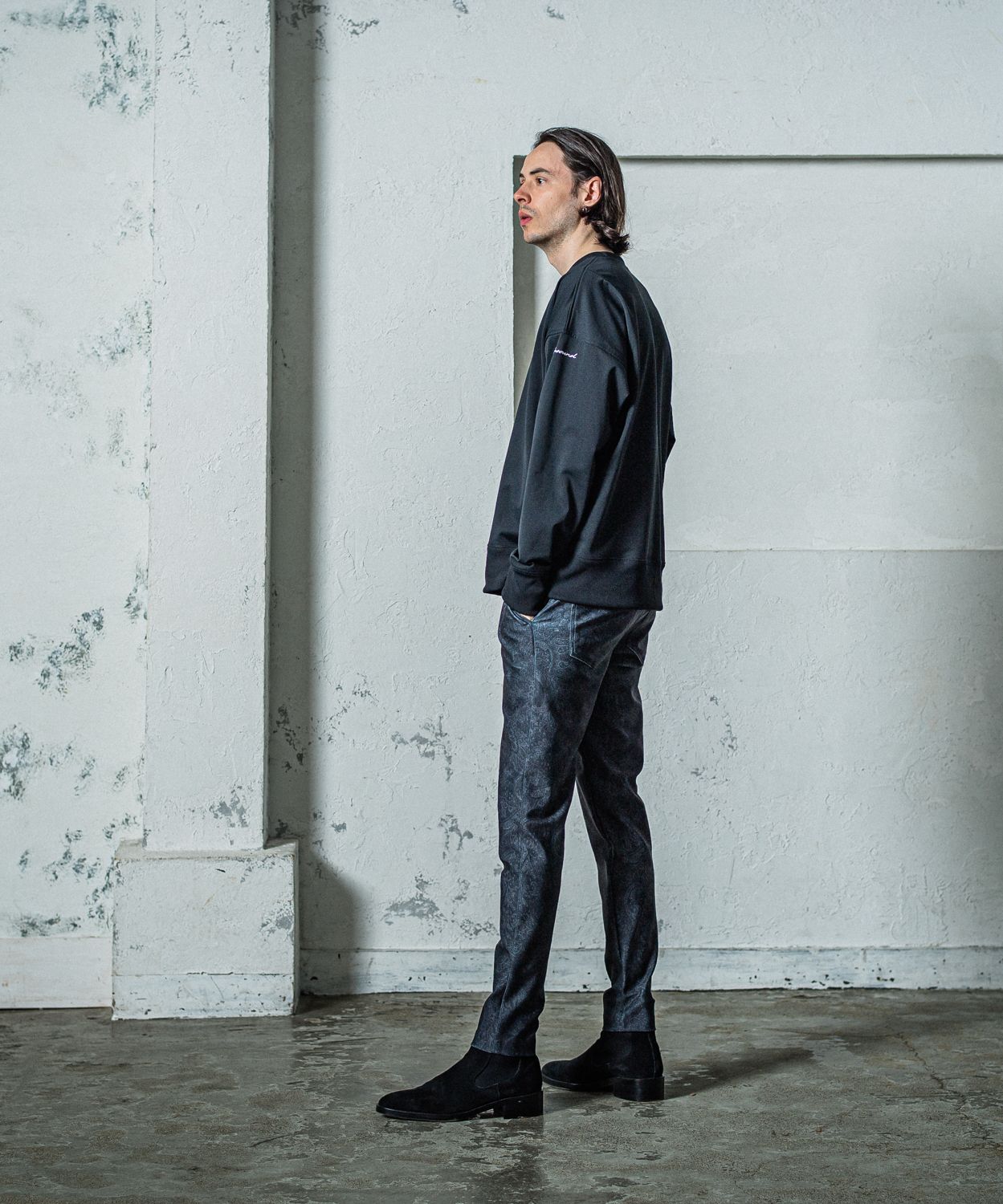CHRIS EASY TUCK PANTS / RC35-ST-016T / イージータックパンツ / ペイズリーブラック