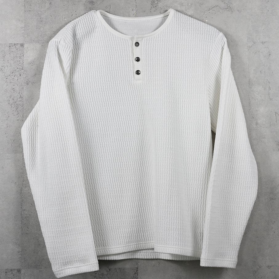 KNT HENRY / RC41-C-001 / コットンニットヘンリーネックロングTシャツ / ホワイト (9月上旬入荷予定)