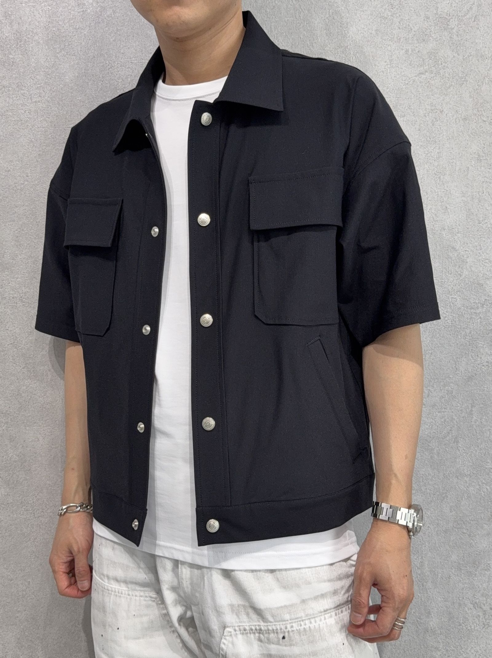 CPO HALF SHIRTS JK / RC40-SH-003 / 半袖ナイロンCPOジャケット / ブラック