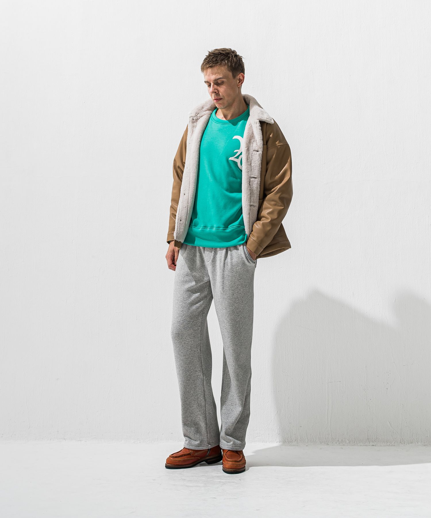 VELOURS FLEECE WIDE TUCK PANTS / RC42-ST-016HWT / 裏起毛セミワイドタックパンツ / グレー (11月中旬入荷予定)
