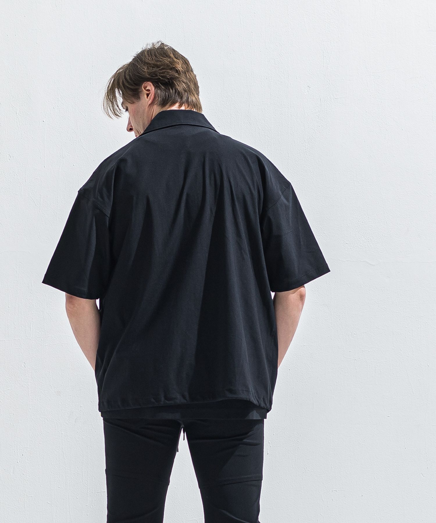 NYLON HALF COACH JACKET / RC40-C-002 / 半袖ナイロンコーチジャケット / ブラック (5月中旬入荷予定)