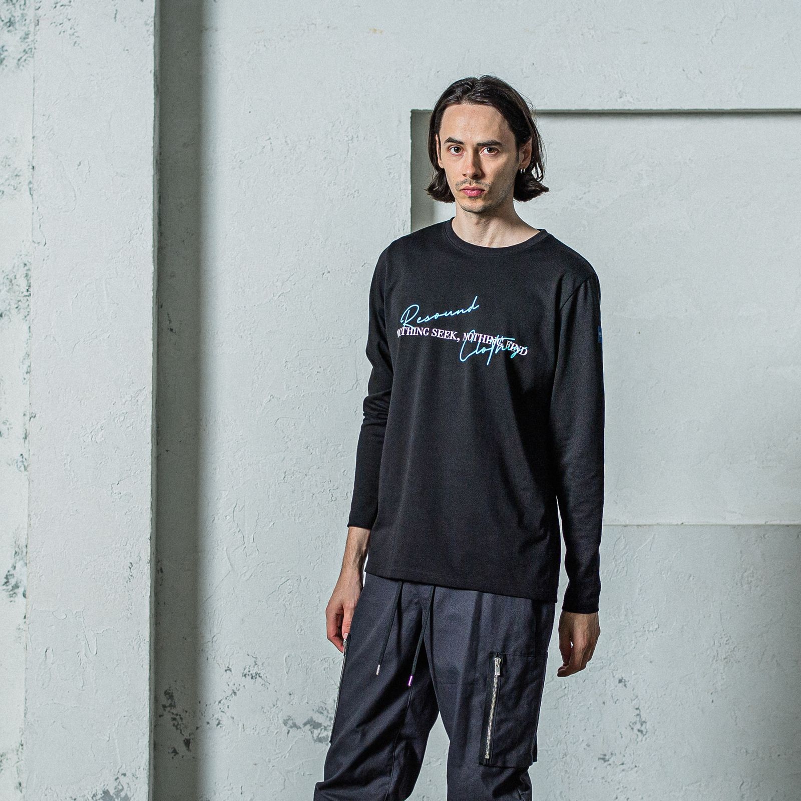 NSNF LONGSLEEVE TEE / RC35-T-009 / メッセージロゴ長袖Tシャツ / ブラック