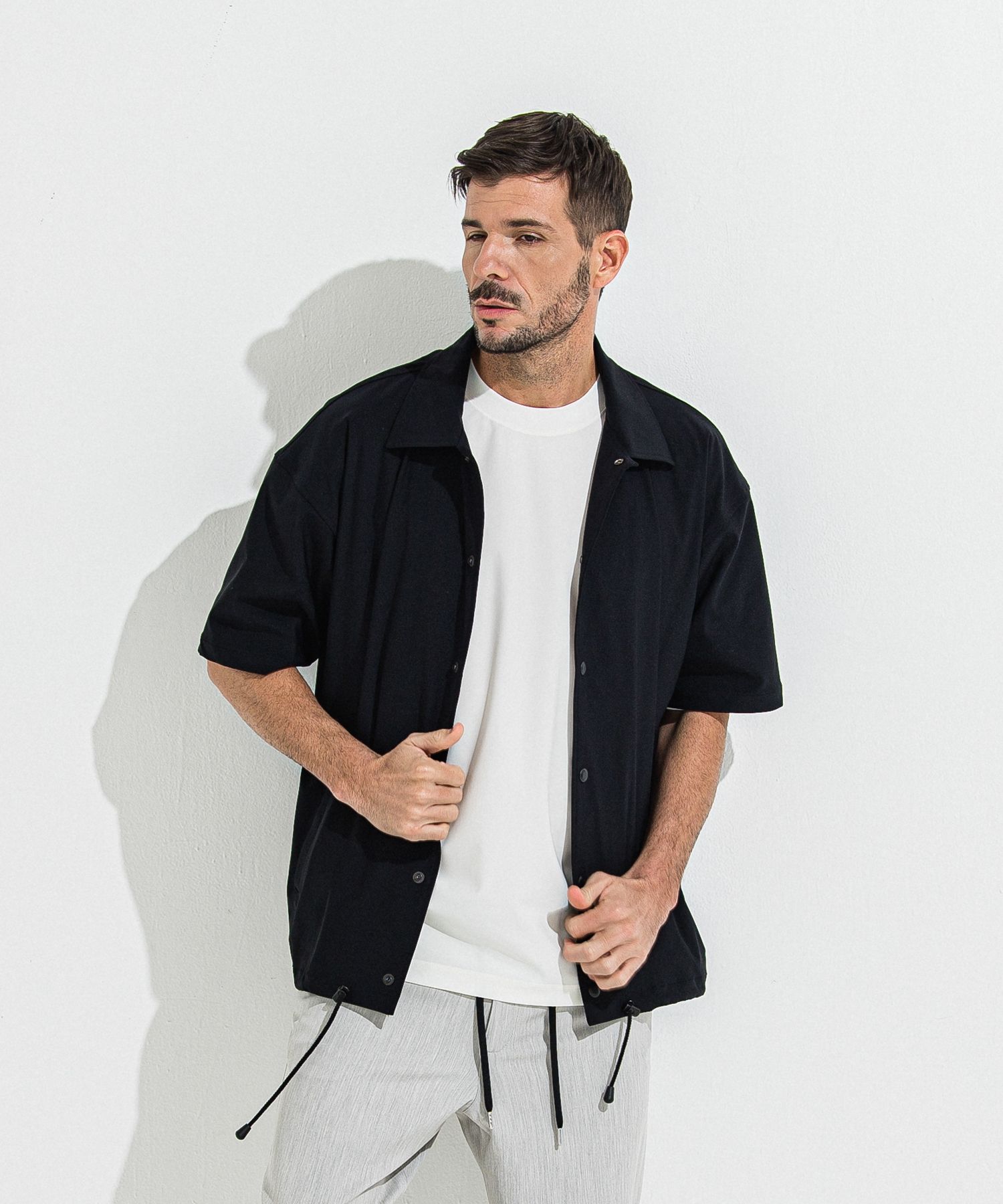 NYLON HALF COACH JACKET / RC36-C-002 / 半袖ナイロンコーチジャケット / ブラック
