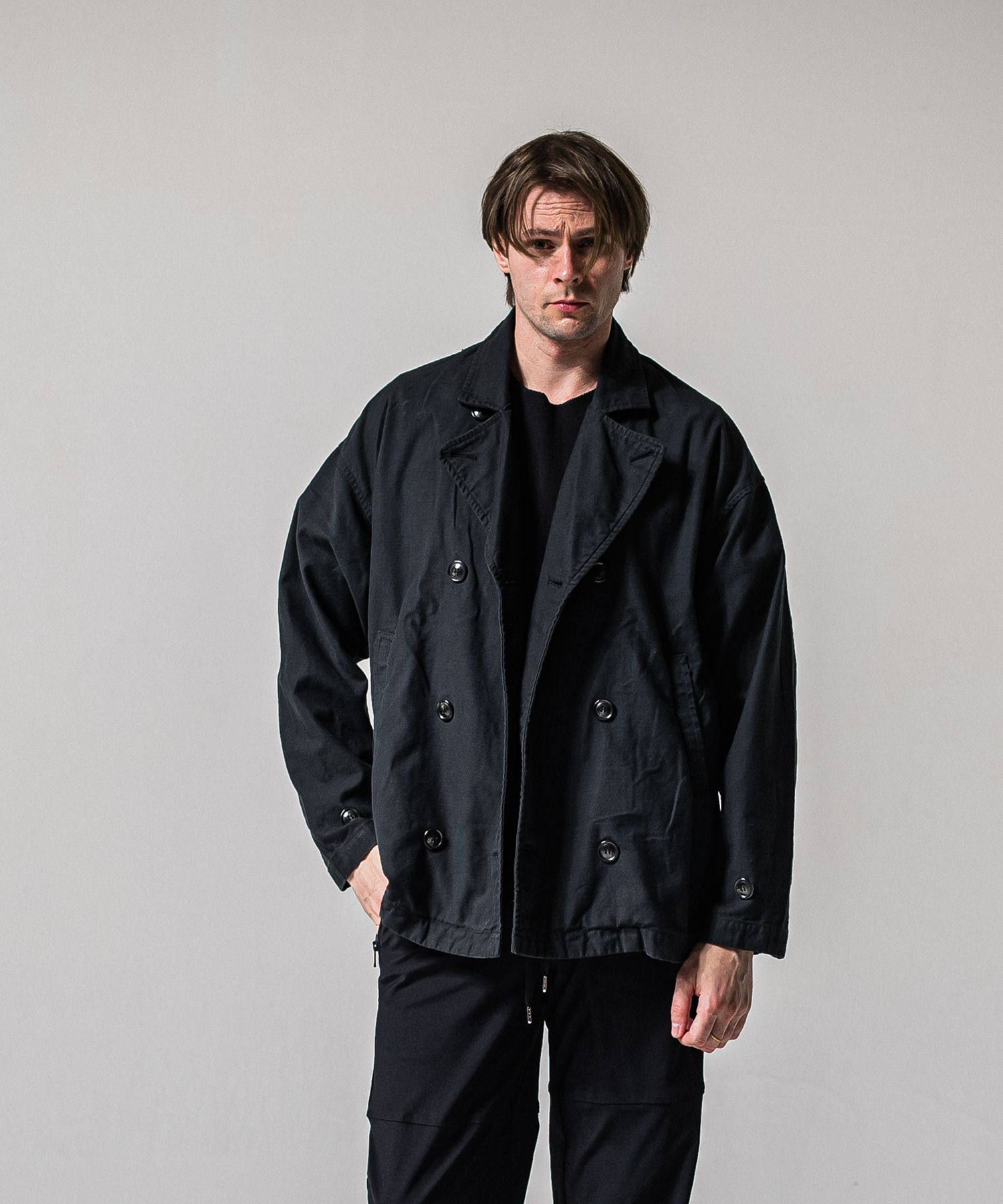 MV OVER PCOAT / RC39-JK-006 / ミリタリーピーコートジャケット / ブラック (2月上旬入荷予定)