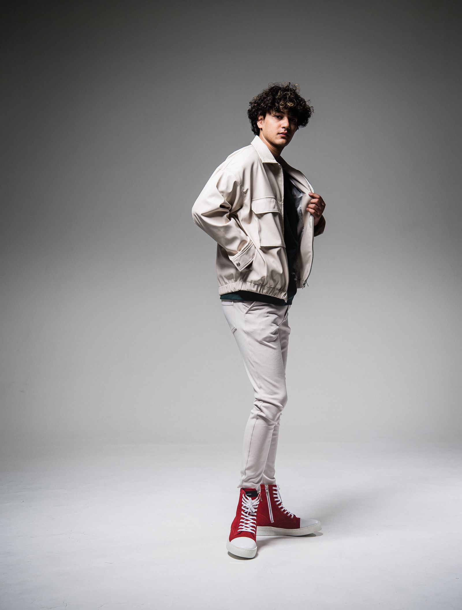 FW JACKET / RC25-JK-006 / オーバーサイズレザーブルゾン / ベージュ