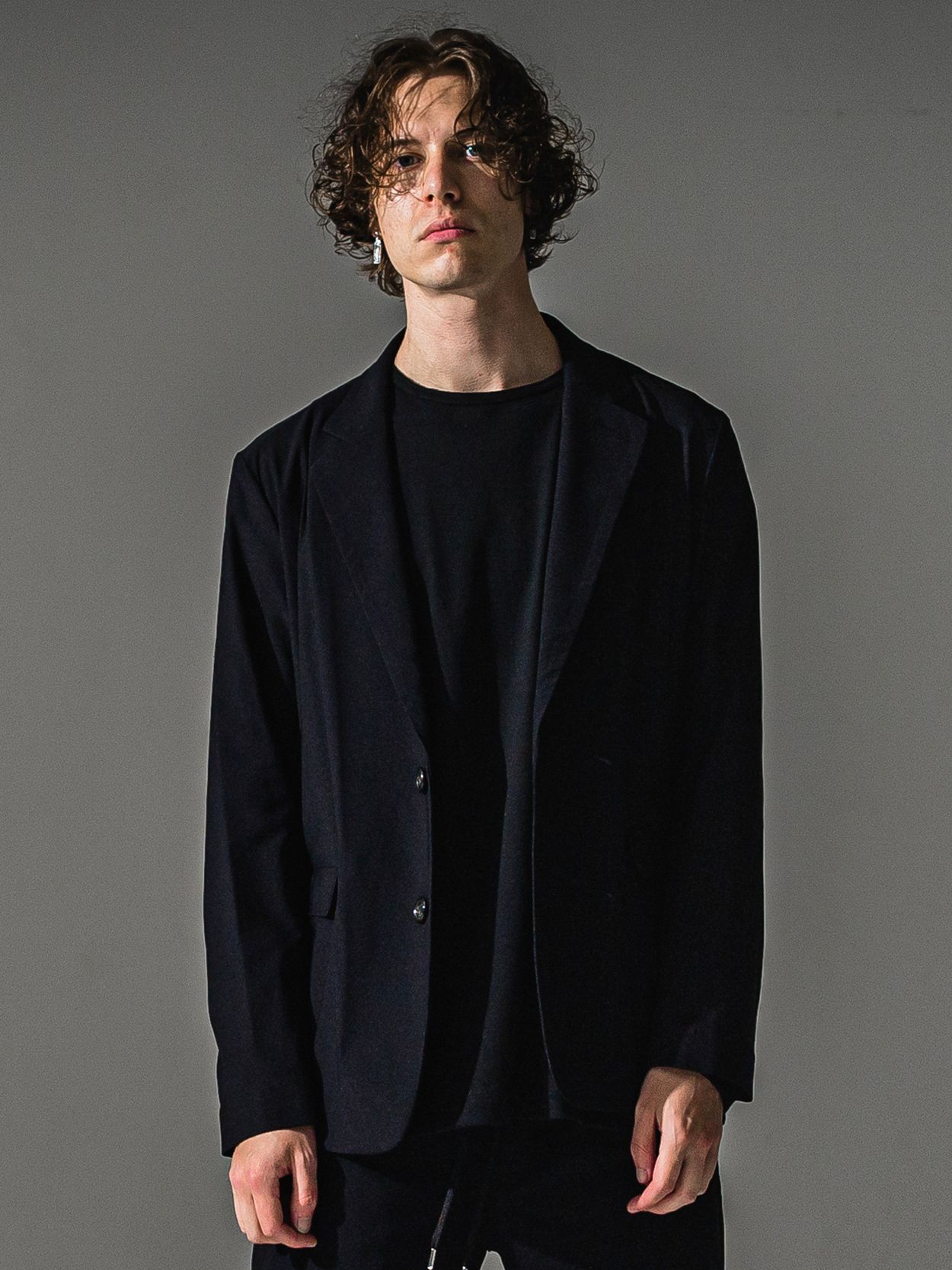 GARY LOOSE JACKET / RC41-JK-011 / ナイロンルーズテーラードジャケット / ブラック (7月下旬入荷予定)