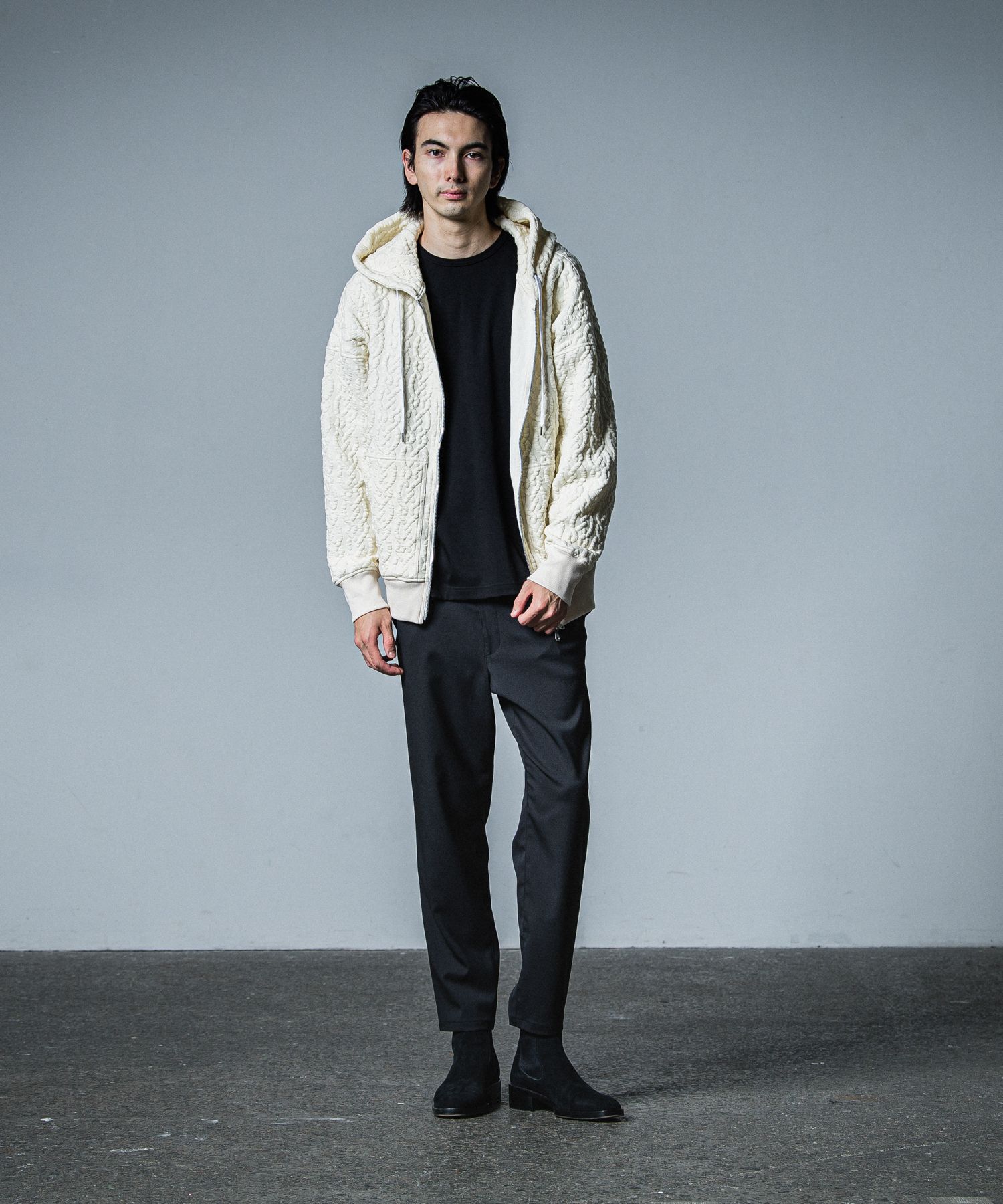 PAT WIDE EASY PANTS / RC33-ST-036BN / ワイドテーパードパンツ / ブラック