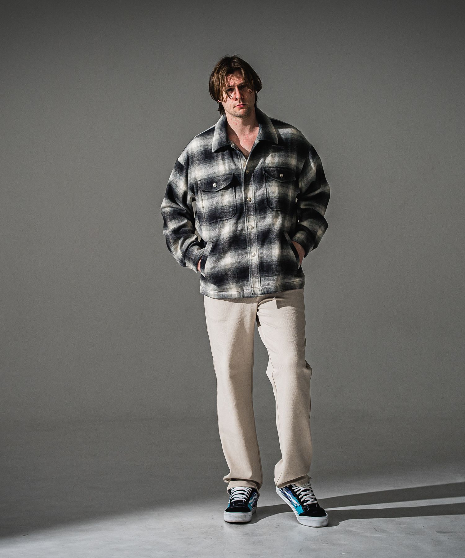 FLANNEL CHECK JK / RC41-JK-006 / フランネルチェックCPOジャケット / ブラック (8月下旬入荷予定)