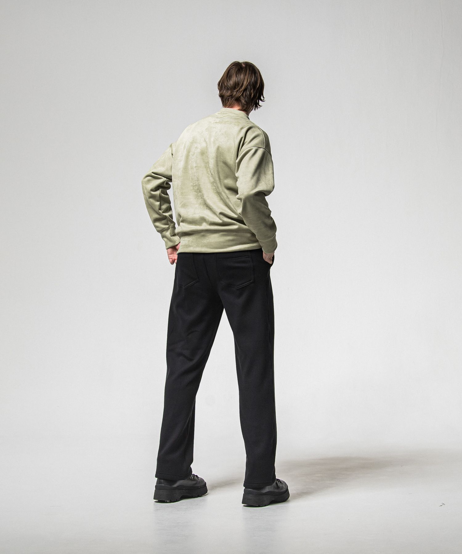 VELOURS FLEECE WIDE TUCK PANTS / RC38-ST-016HWT / 裏起毛スウェットワイドタックパンツ / ブラック (11月中旬入荷予定)