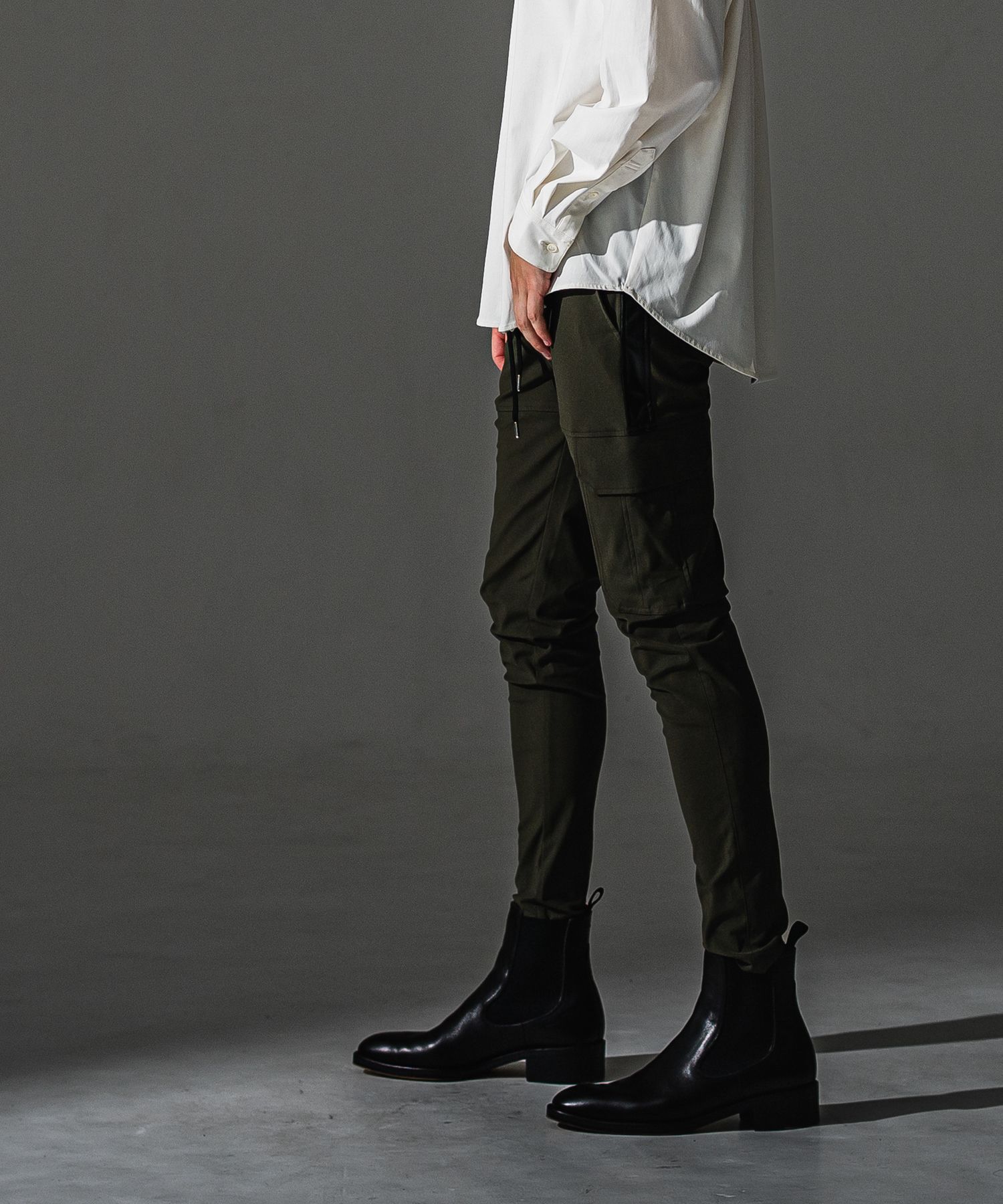 DARRELL CARGO PT / BASIC-ST-010 / レザーラインナイロンカーゴパンツ / カーキ×レザーブラック (7月下旬入荷予定)