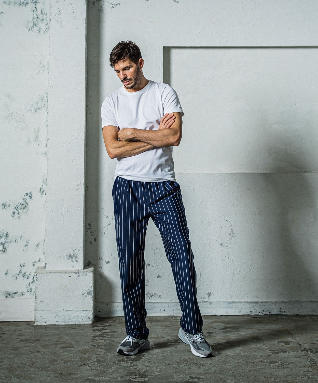 CHRIS EASY WIDE TUCK PANTS / RC35-ST-016WT / ワイドタックパンツ / ネイビーストライプ