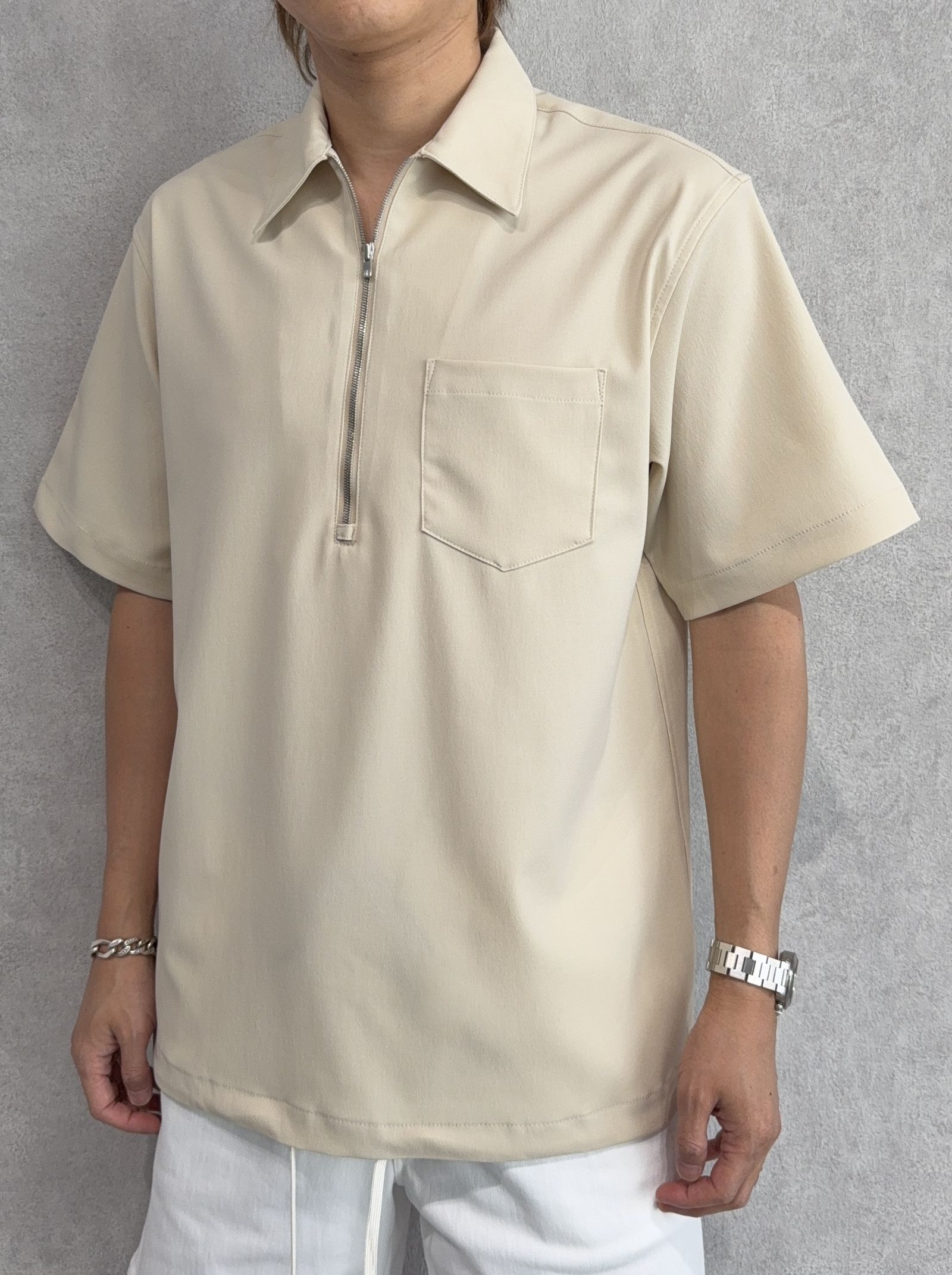 PULLOVER HALF SHIRT / RC33-SH-005 / ハーフジップシャツ / ベージュ※