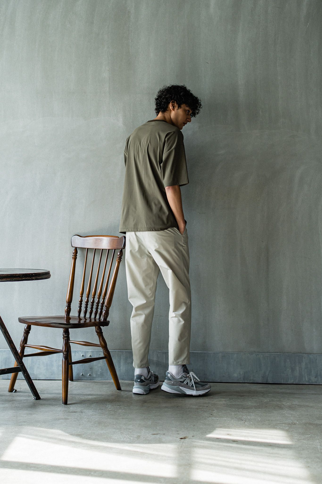 PAT WIDE EASY PANTS / RC32-ST-036 / ベルト付きテーパードワイドパンツ / ベージュ