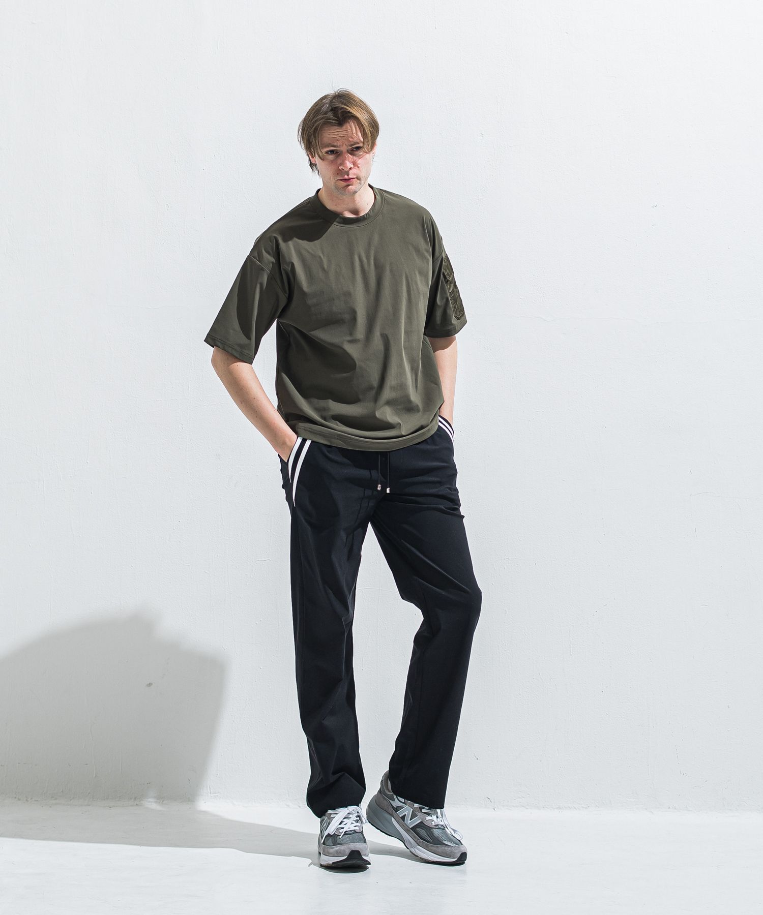 EDGE NYLON SEMI WIDE PT / RC40-ST-014WT / エッジナイロンセミワイドラインパンツ / ブラック×ホワイト (4月下旬入荷予定)