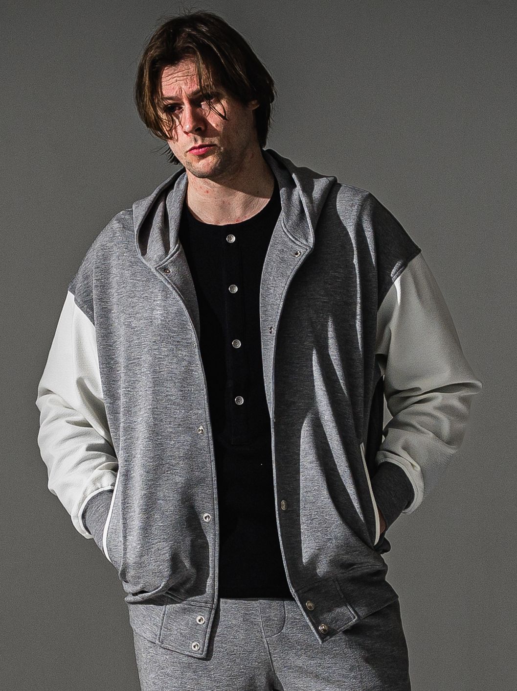 BLISTER VARSITY HOODIE / RC41-C-006 / ライトブリスターニットパーカースタジャン / グレー (8月下旬入荷予定)