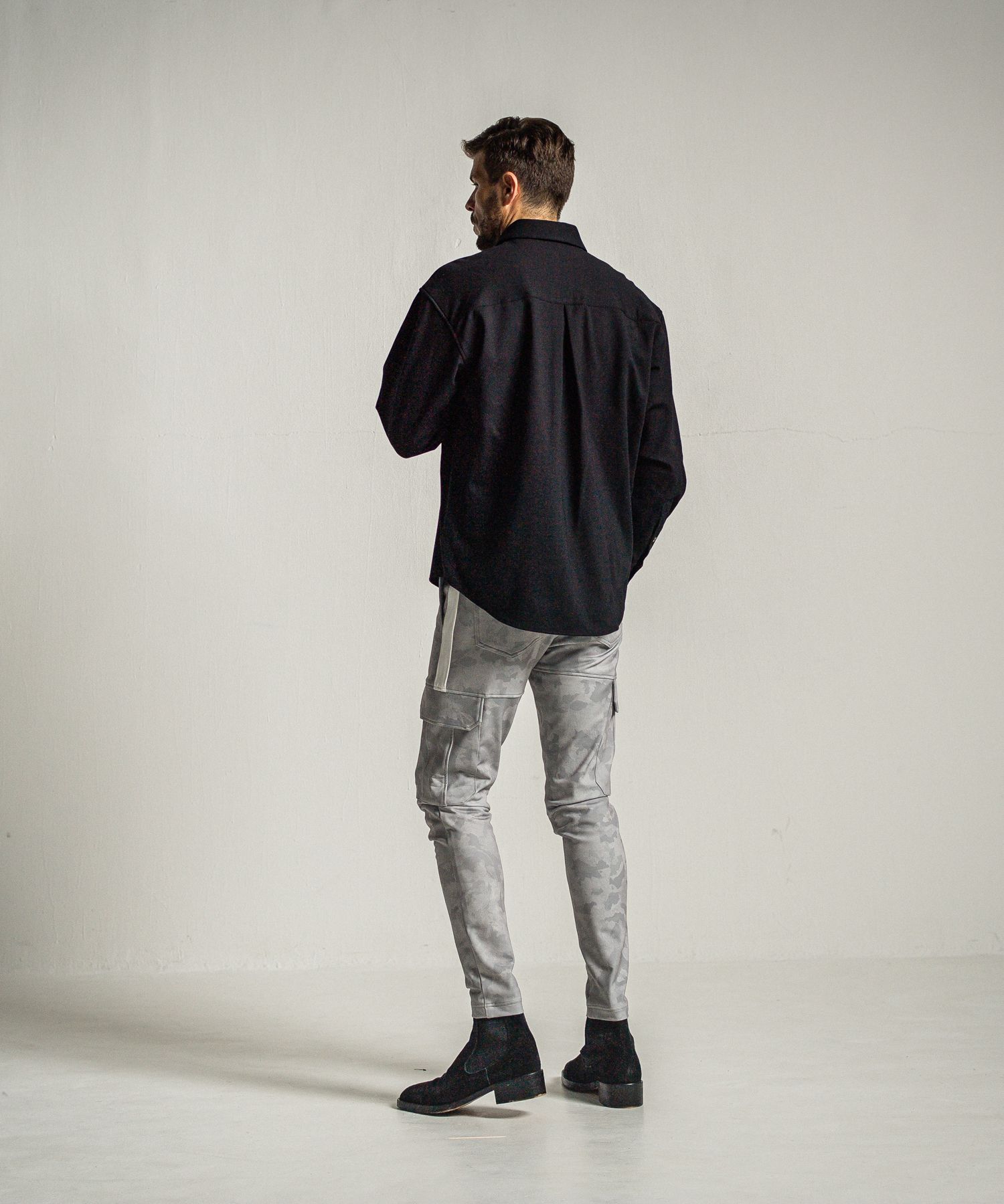 JERSEY JACK SHIRT / RC34-SH-001 / 裏起毛オーバーサイズシャツ / ブラック