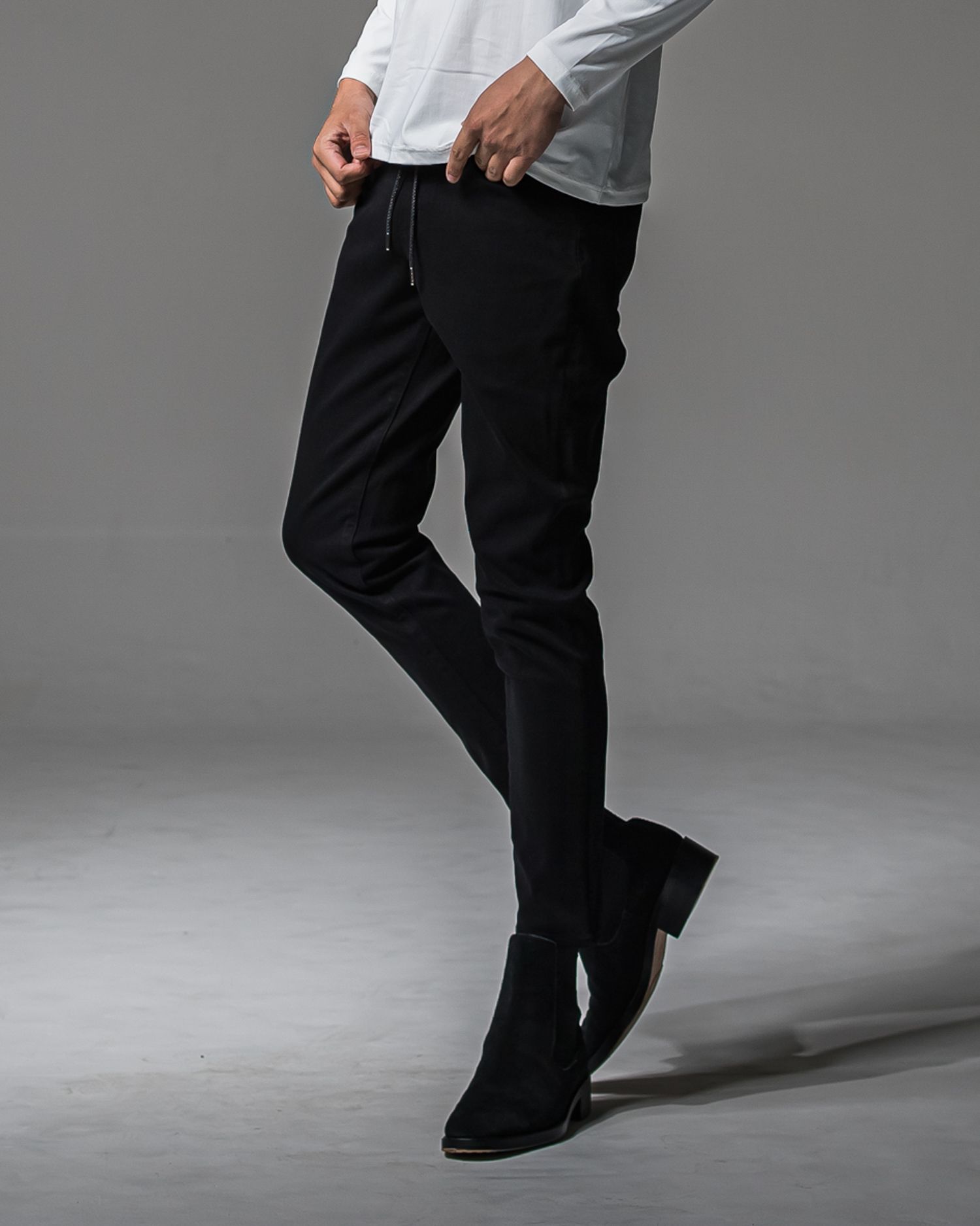 MICK DENIM JERSEY / BASIC-ST-020 / デニムジャージテーパードパンツ / ブラック (9月上旬入荷予定)