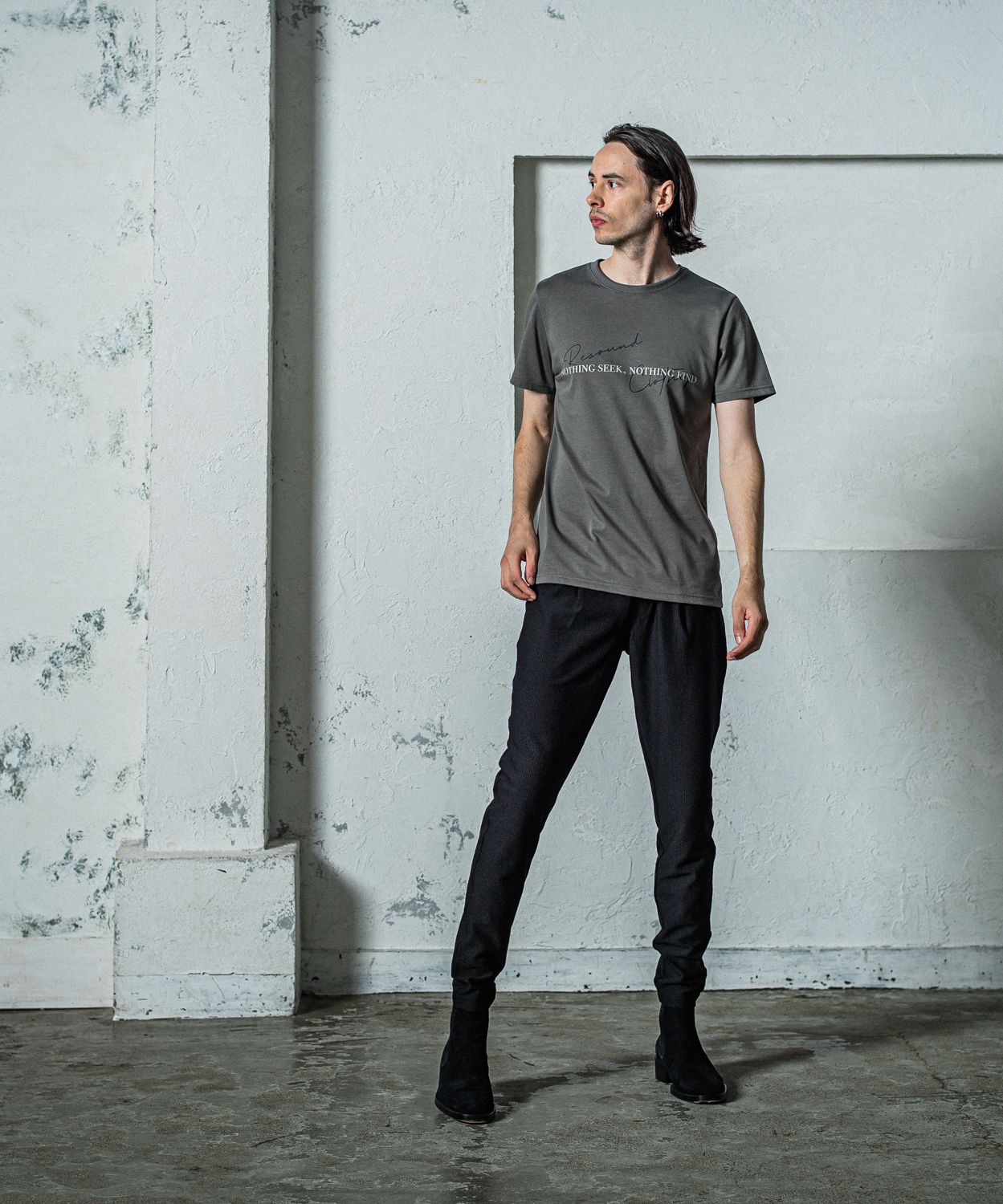 NSNF BASIC TEE / RC35-T-003 / メッセージロゴジャストTシャツ / グレー