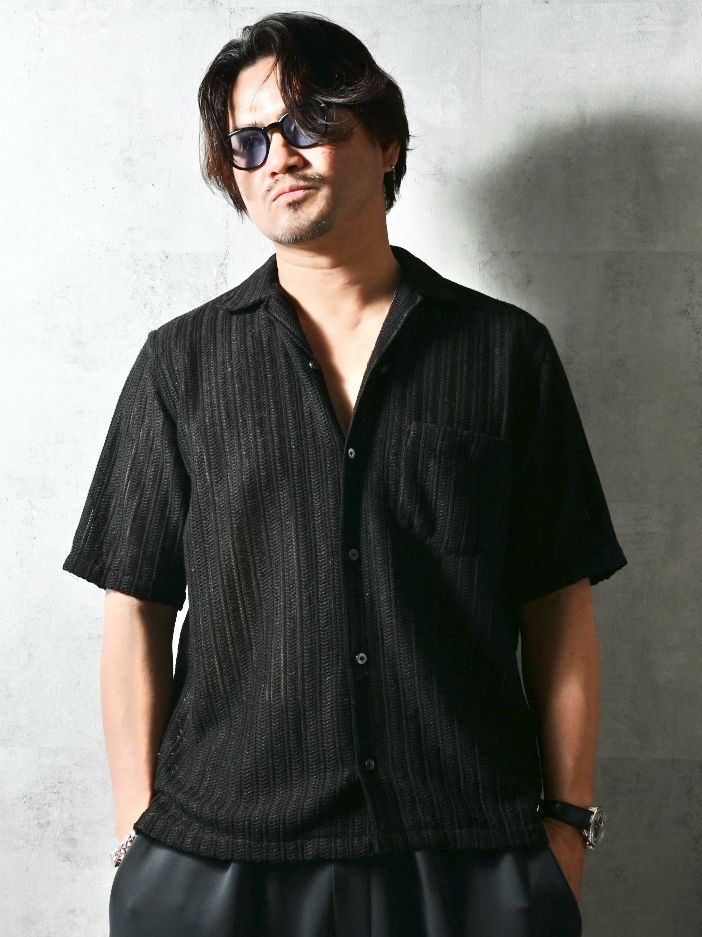 RUSSEL SHIRTS / DP1-SH-004 / ラッセル織り半袖シャツ / ブラック (3月中旬入荷予定)