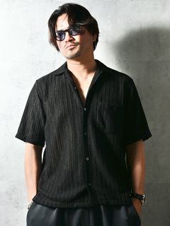 RUSSEL SHIRTS / DP1-SH-004 / ラッセル織り半袖シャツ / ブラック (3月中旬入荷予定)