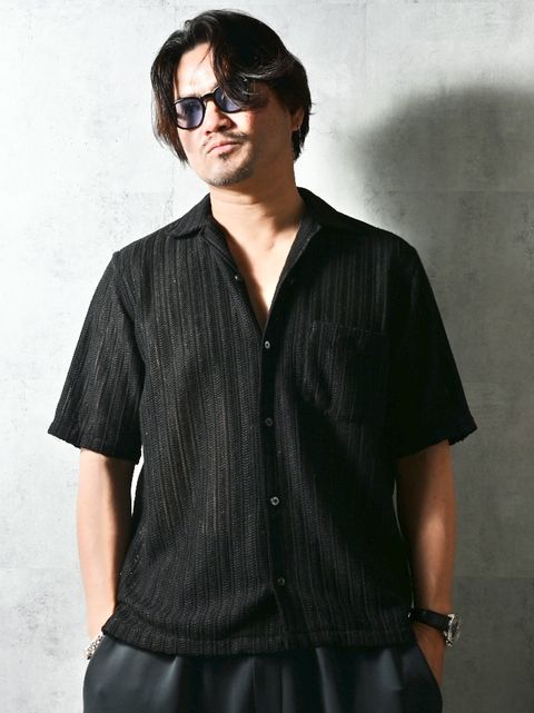 RUSSEL SHIRTS / DP1-SH-004 / ラッセル織り半袖シャツ / ブラック (3月中旬入荷予定)