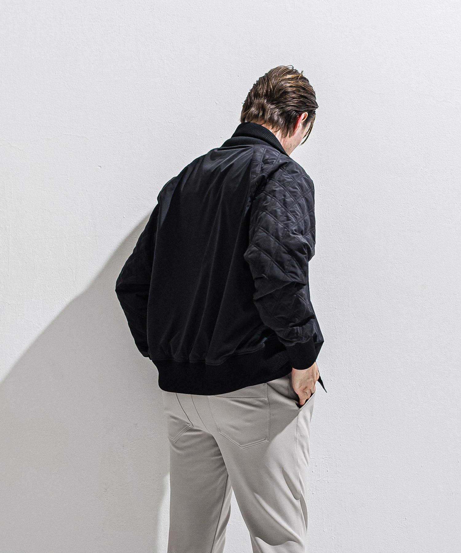 PB VARSITY JACKET / DP1-JK-001 / キルティングナイロンスタジャン / ブラック (2月中旬入荷予定)